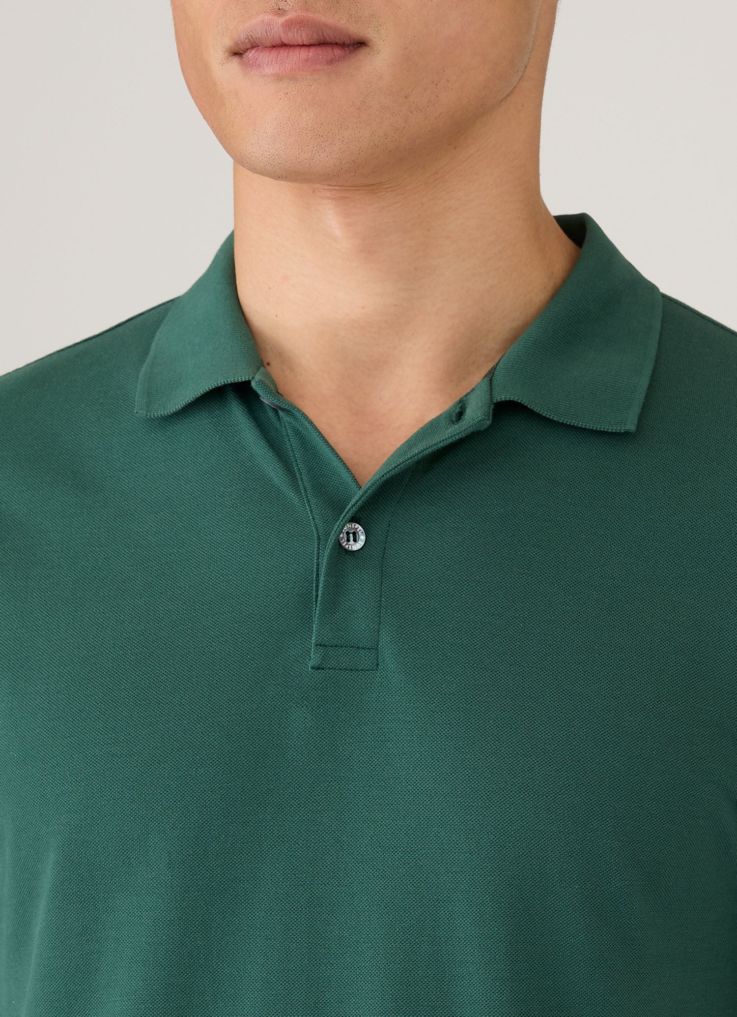 Men's Piqué Polo Shirt in Forest | Sunspel