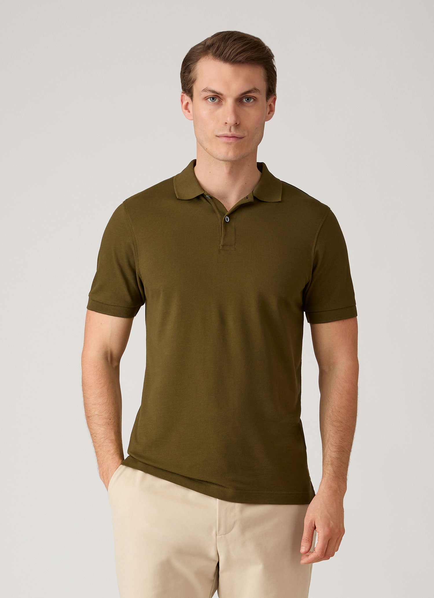 Men's Piqué Polo Shirt in Loden Green | Sunspel