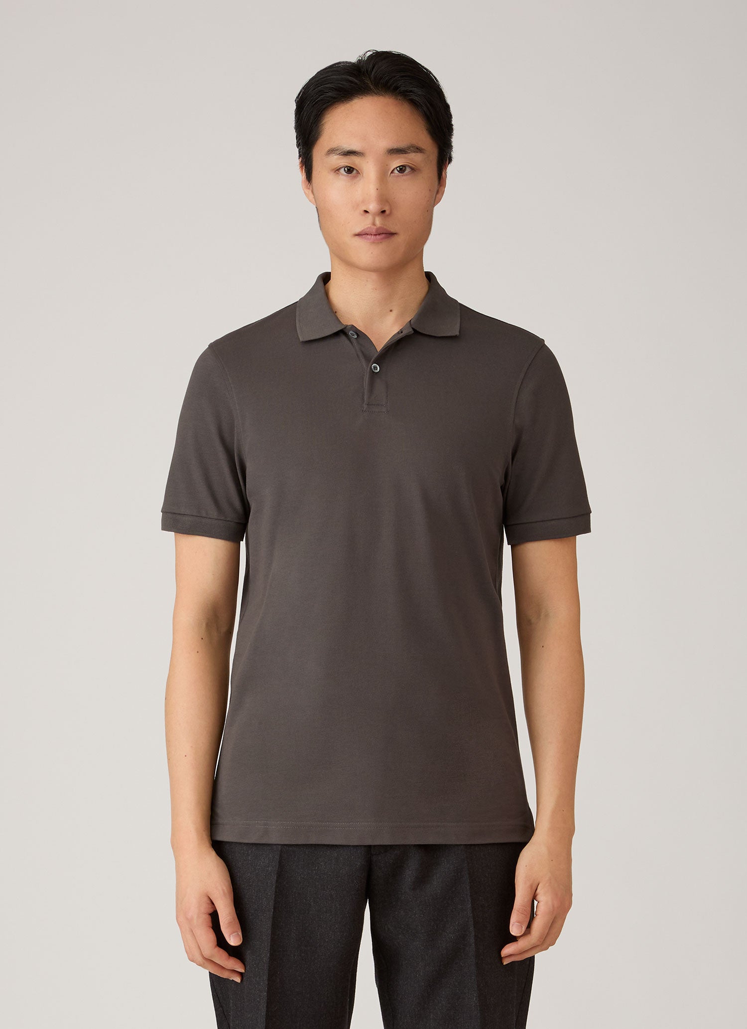 Men's Piqué Polo Shirt in Anthracite | Sunspel