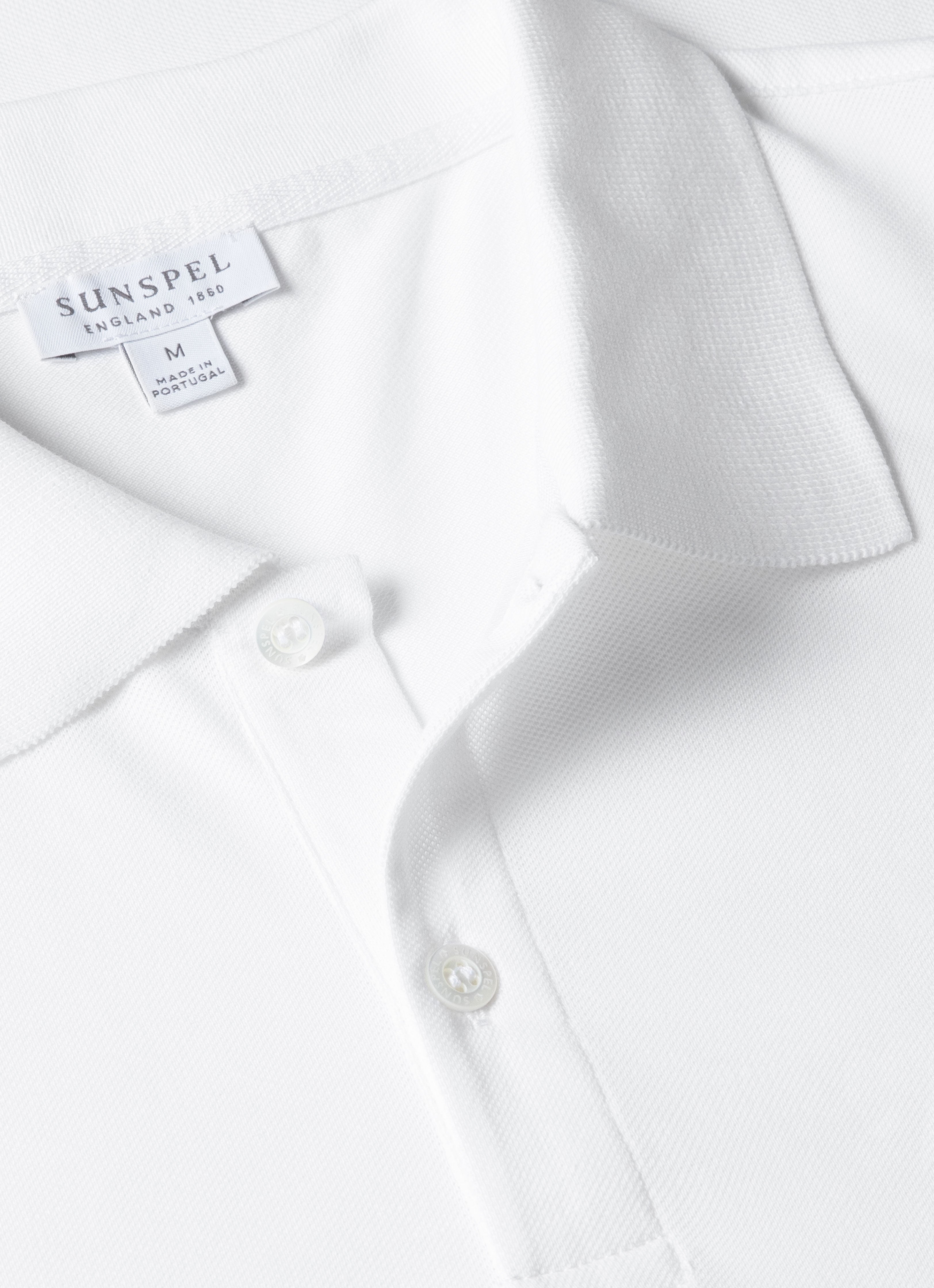 Men's Piqué Polo Shirt in White | Sunspel