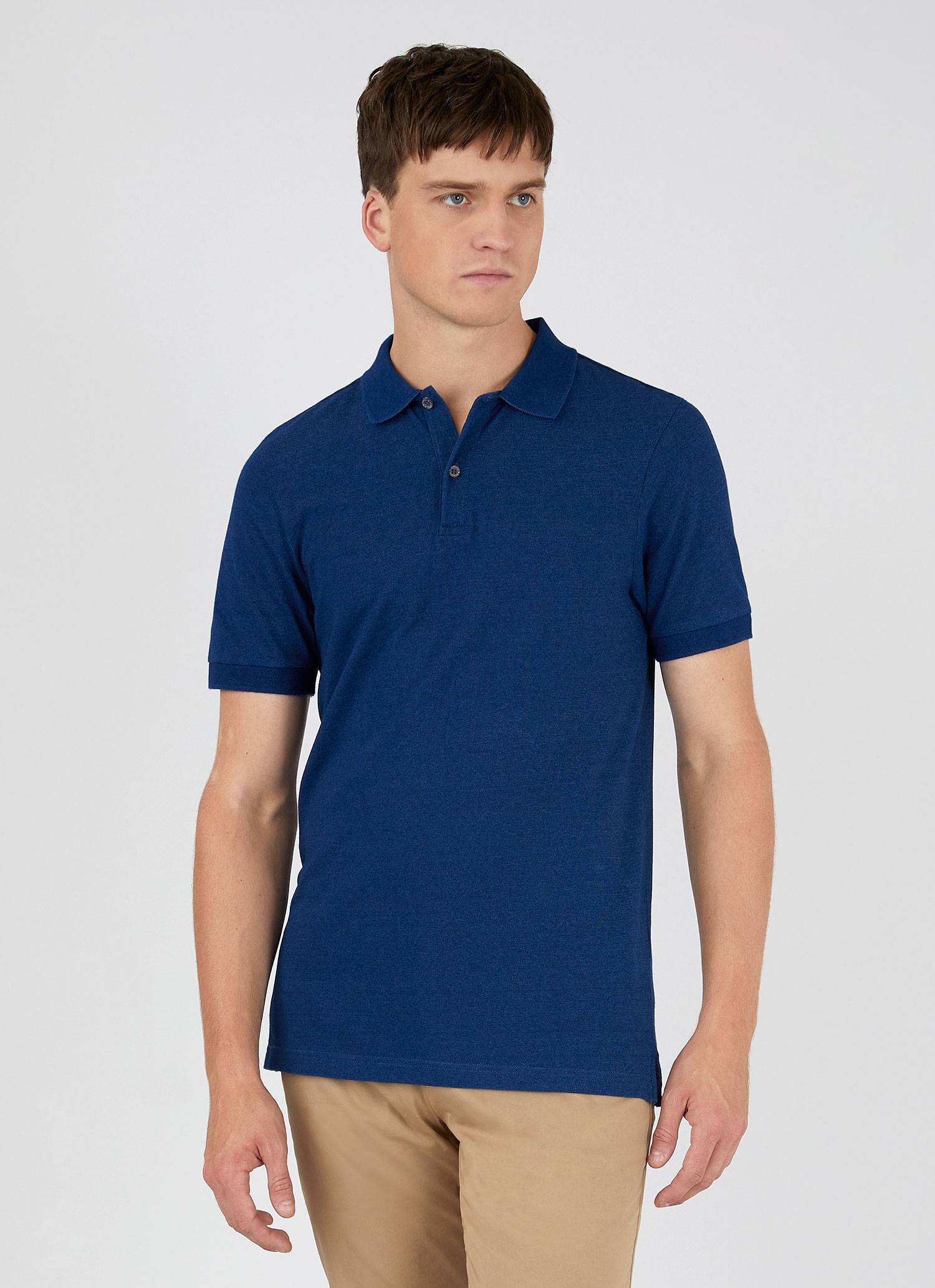 Men's Indigo Dyed Piqué Polo Shirt in Real Indigo
