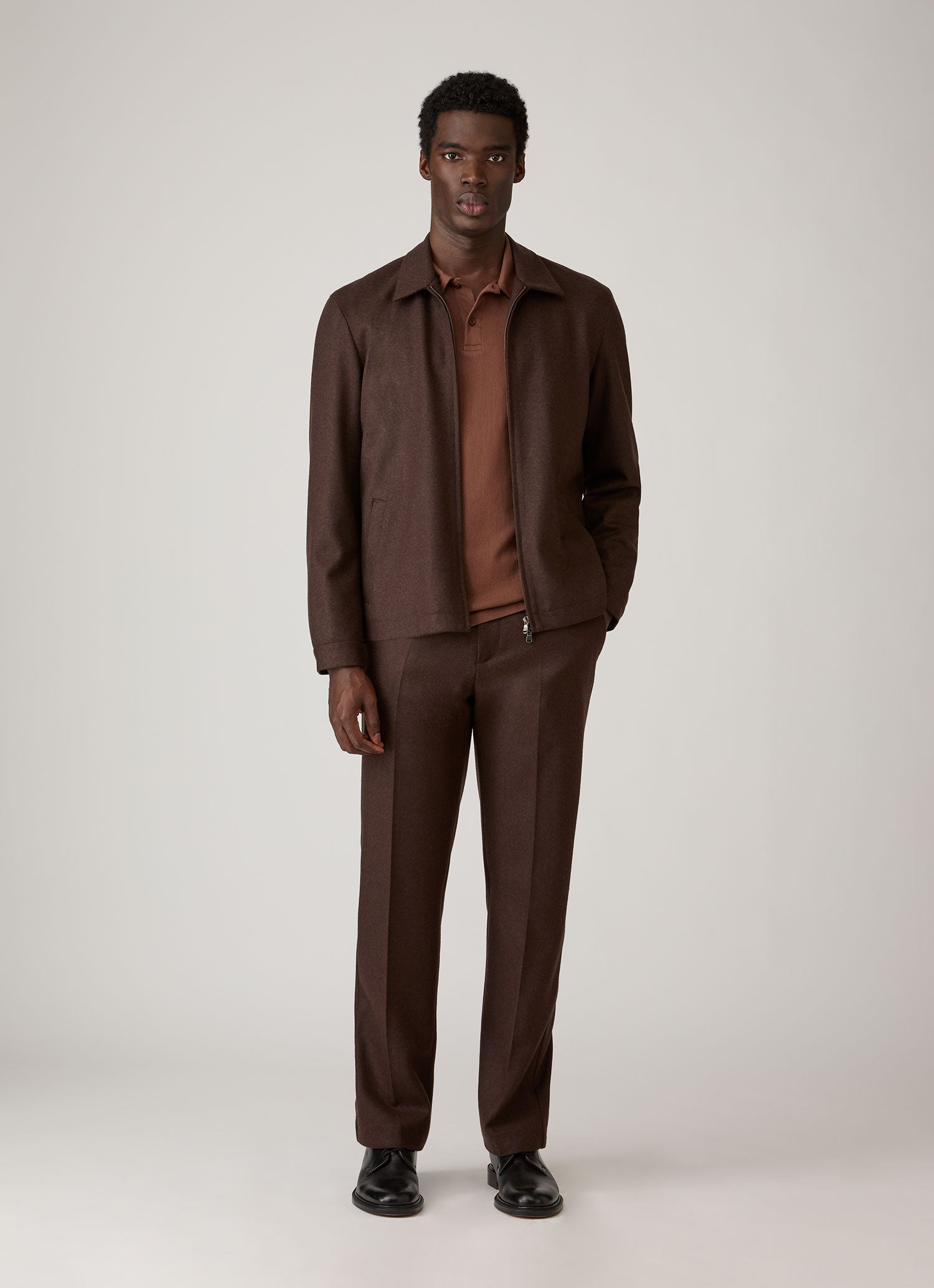 Men's Long Sleeve Riviera Polo Shirt in Chestnut | Sunspel
