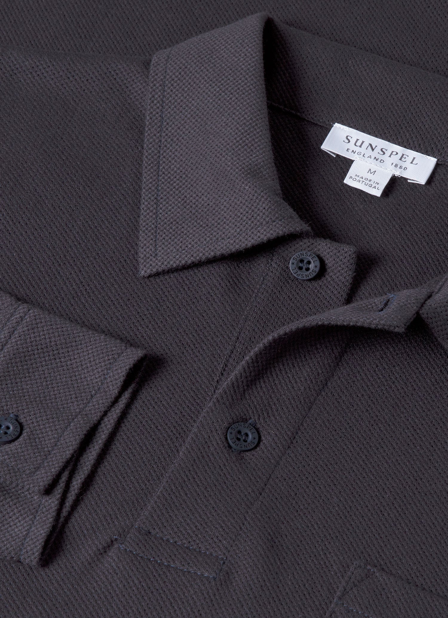 Men's Long Sleeve Riviera Polo Shirt in Navy | Sunspel