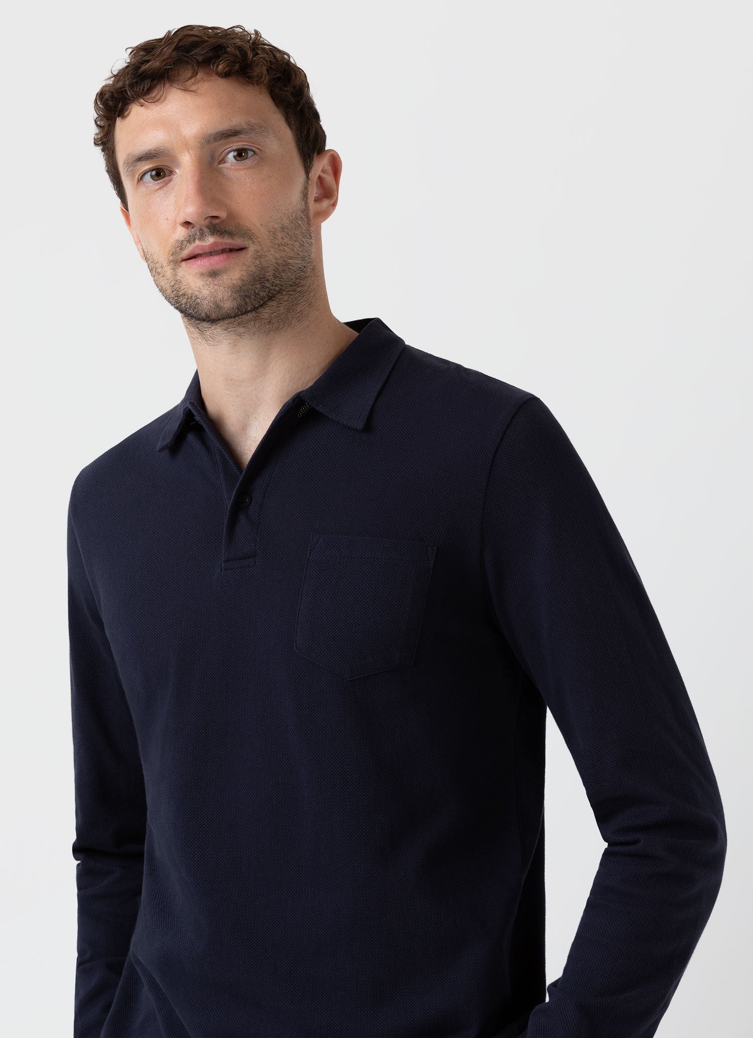 Navy blue polo long clearance sleeve