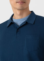 Men's Long Sleeve Riviera Polo Shirt in Naval Blue