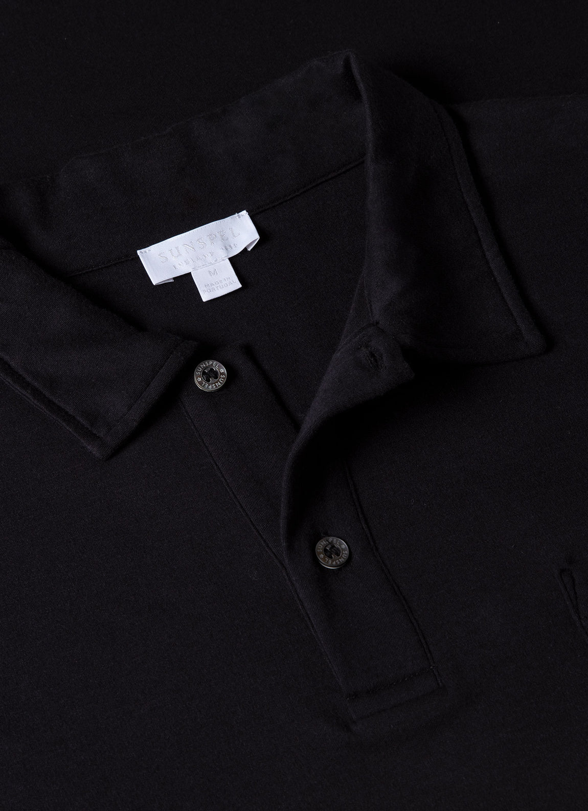 Men's Sea Island Cotton Riviera Polo Shirt in Black | Sunspel