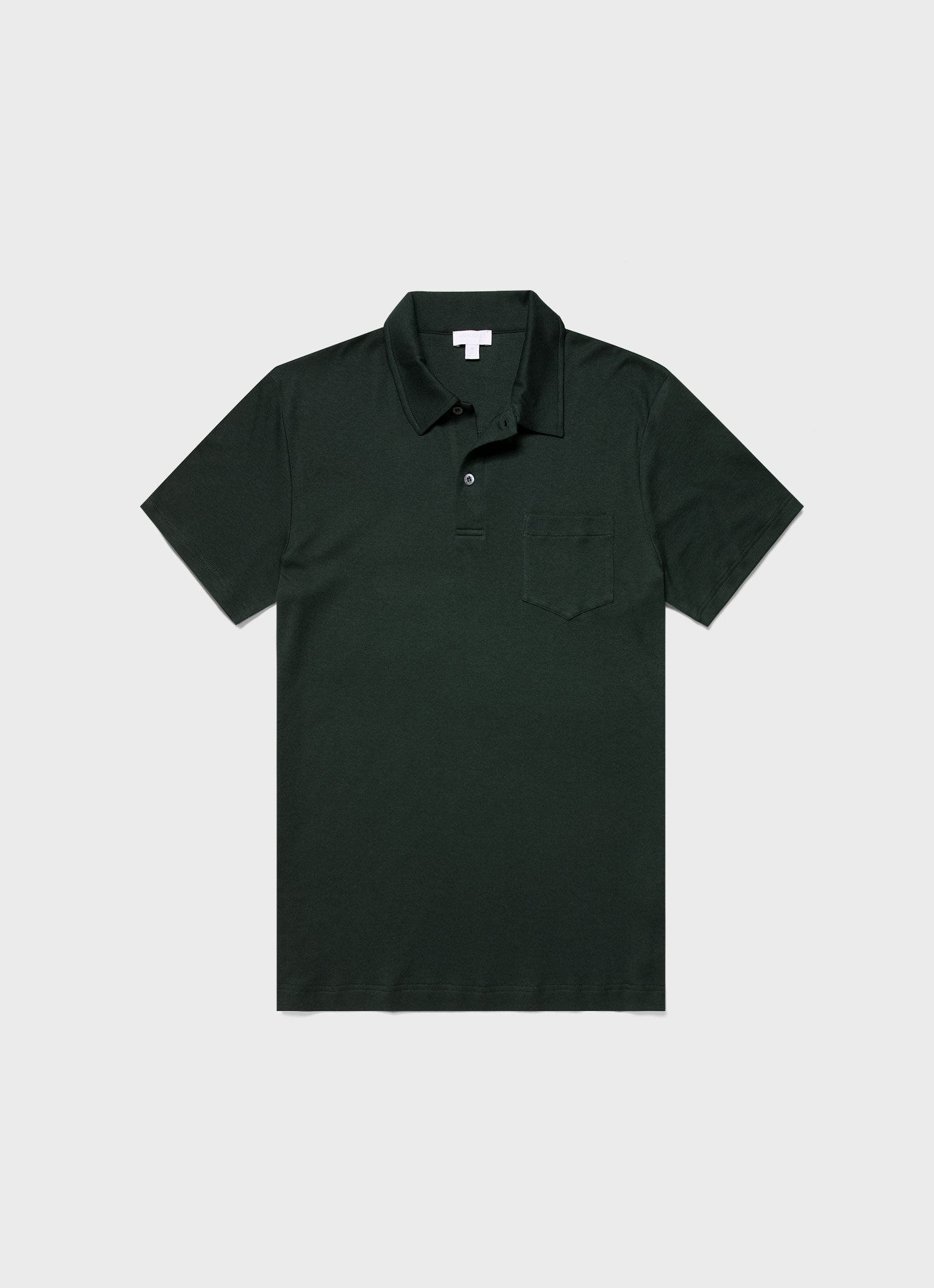 Men's Sea Island Cotton Riviera Polo Shirt in Seaweed | Sunspel