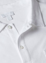 Men's Sea Island Cotton Jersey Polo Shirt in White