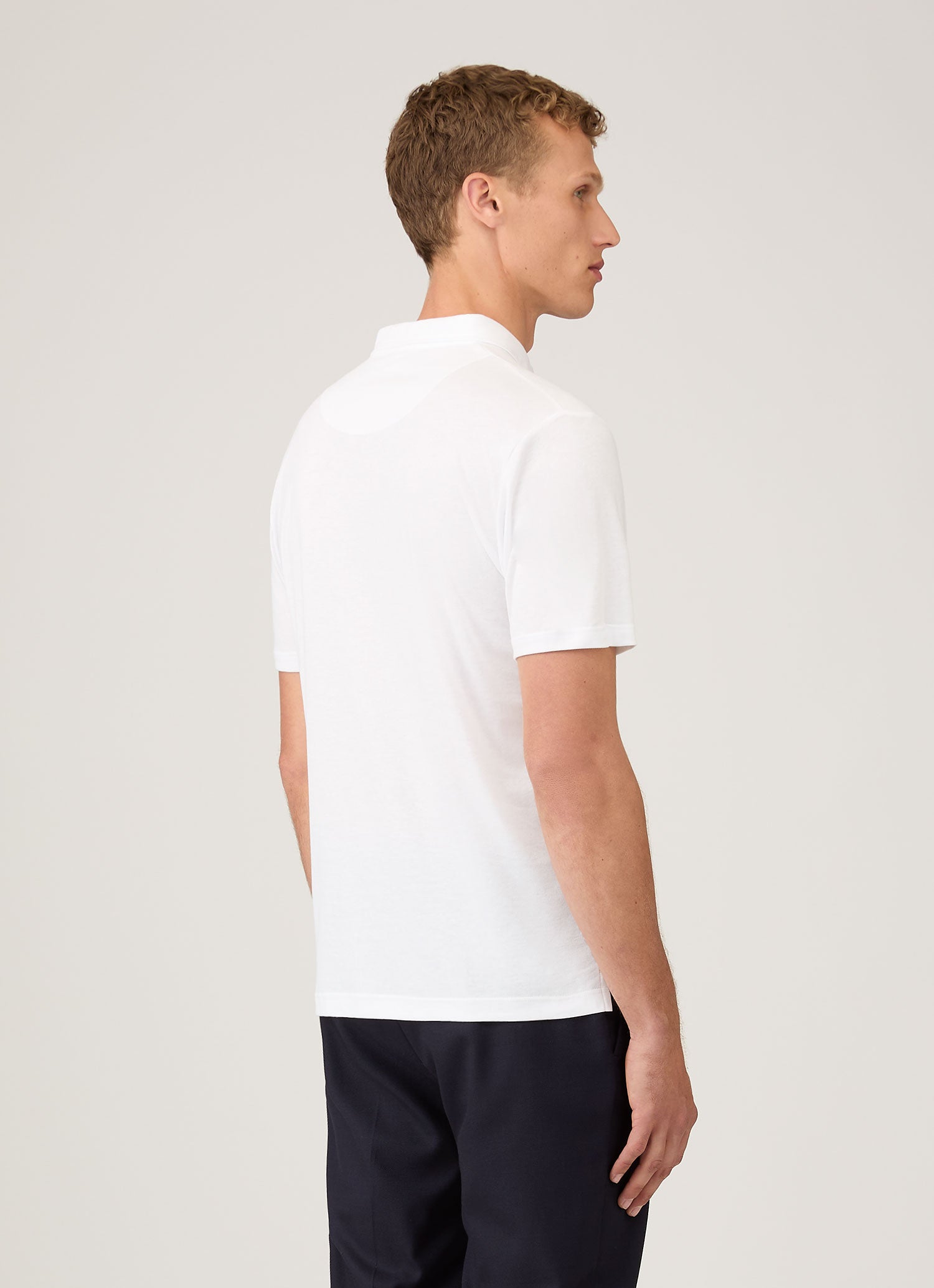 Men's Sea Island Cotton Jersey Polo Shirt in White