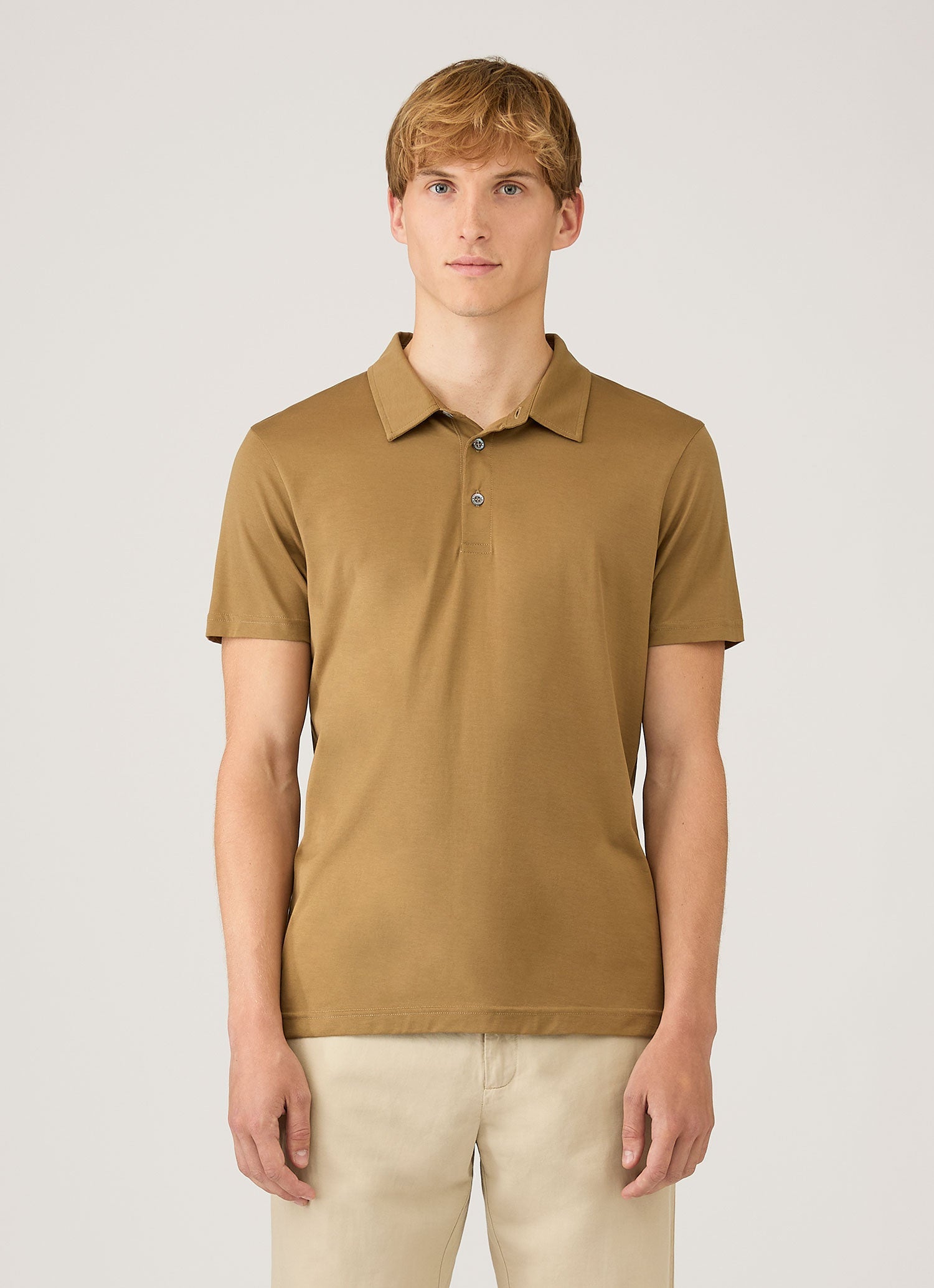 Men's Classic Jersey Polo Shirt in Walnut | Sunspel