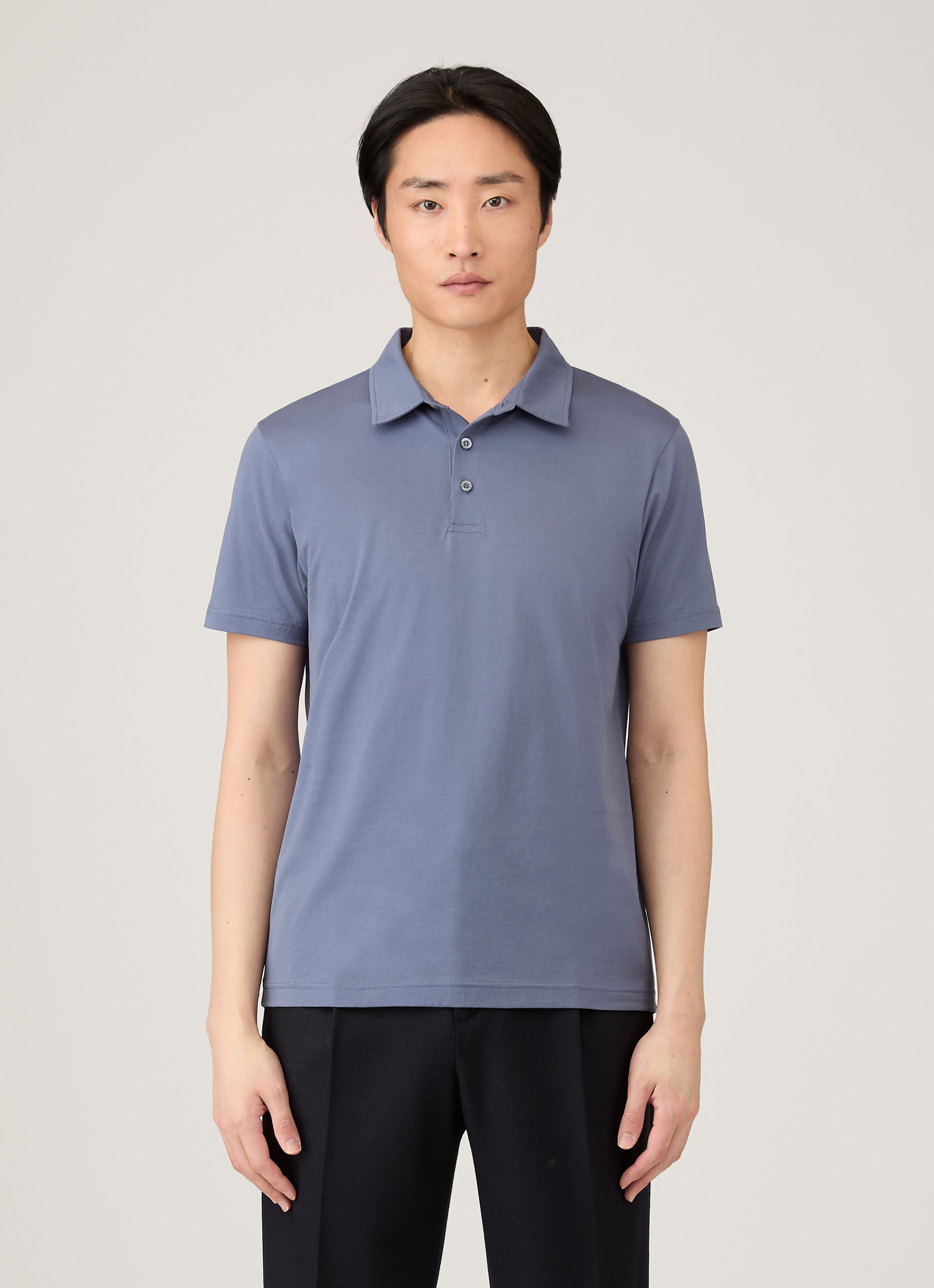 Men's Classic Jersey Polo Shirt in Selvedge Blue | Sunspel