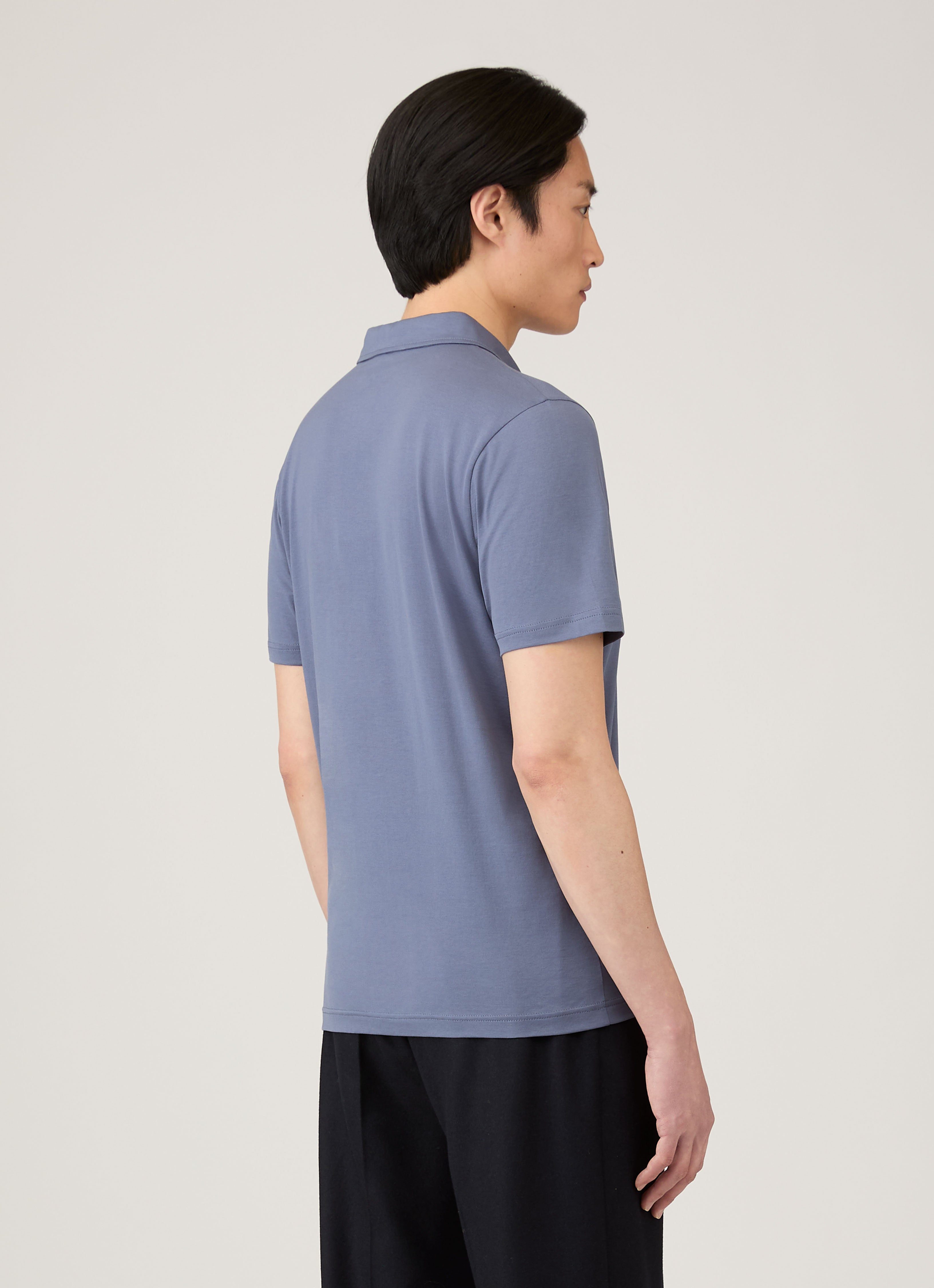 Men's Classic Jersey Polo Shirt in Selvedge Blue | Sunspel
