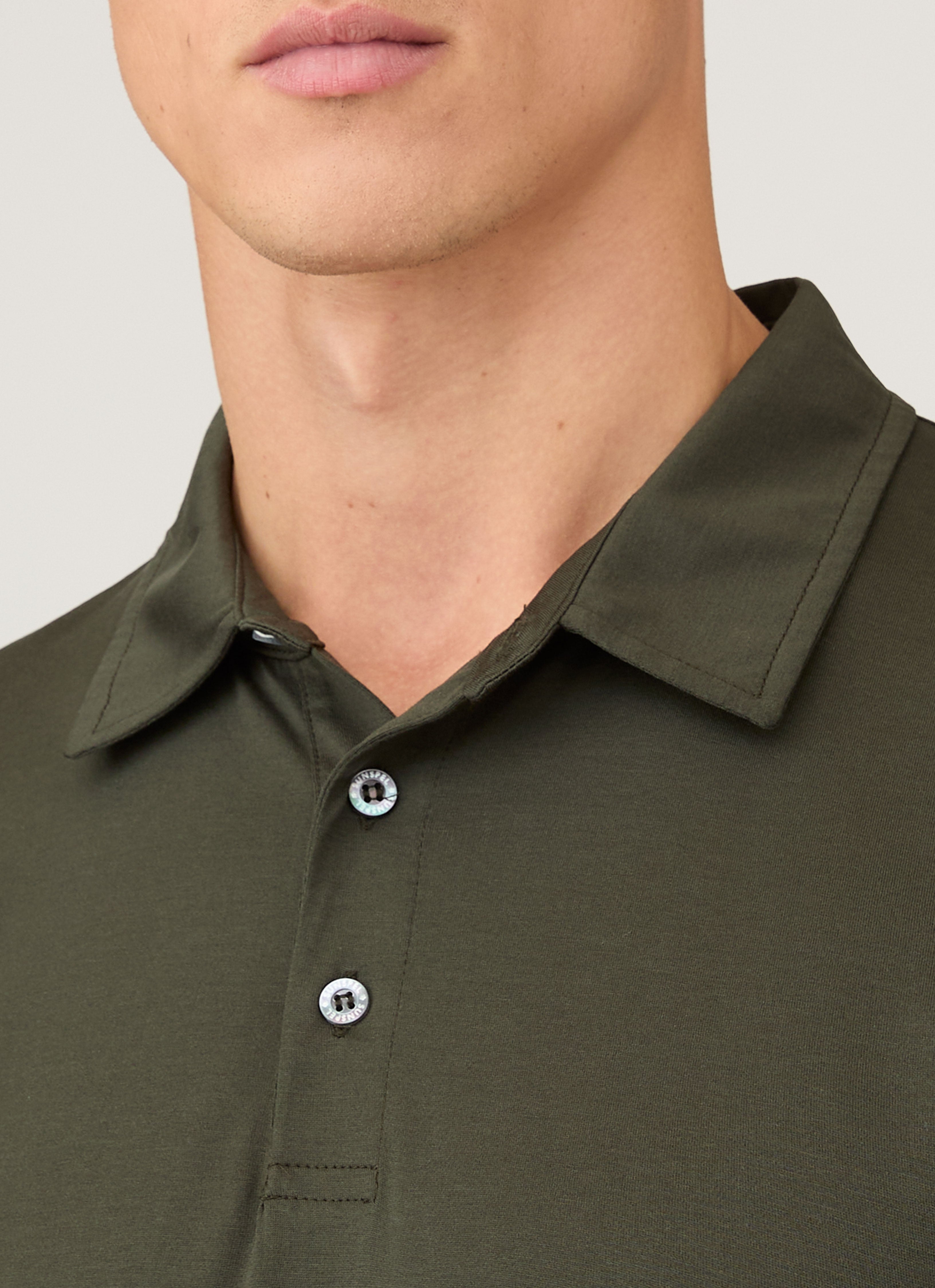 Men's Classic Jersey Polo Shirt in Dark Green | Sunspel