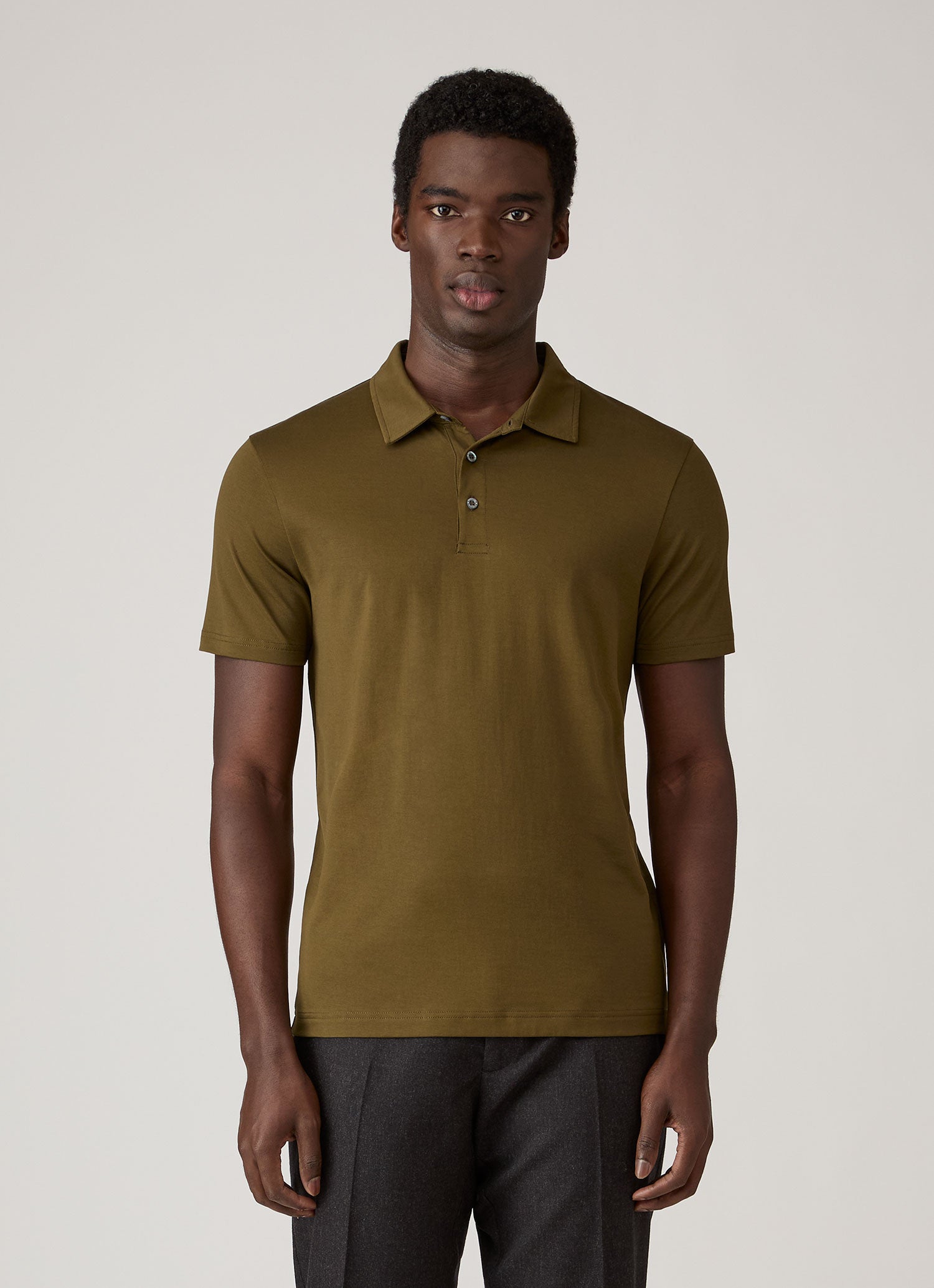 Men's Classic Jersey Polo Shirt in Loden Green | Sunspel
