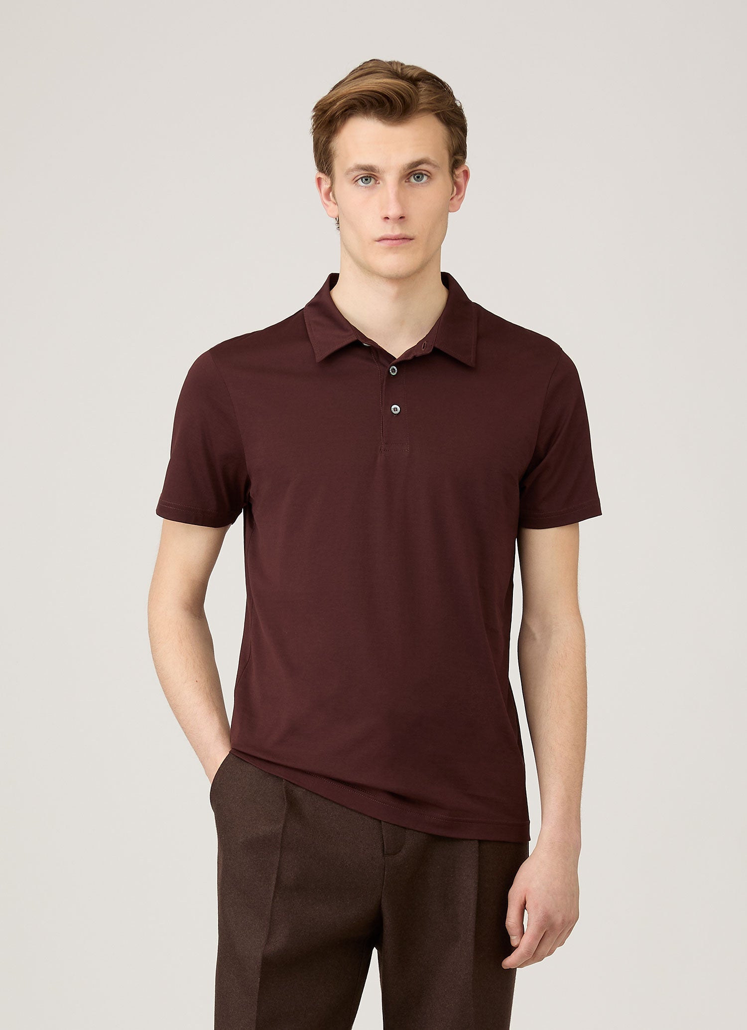 Men's Classic Jersey Polo Shirt in Bakelite | Sunspel