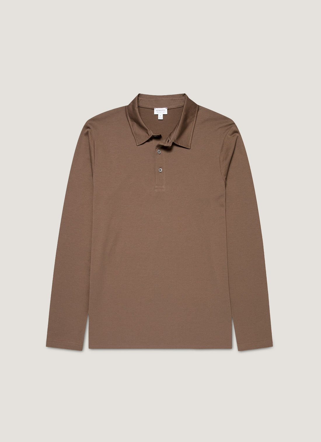 Men's Long Sleeve Classic Jersey Polo Shirt in Bark