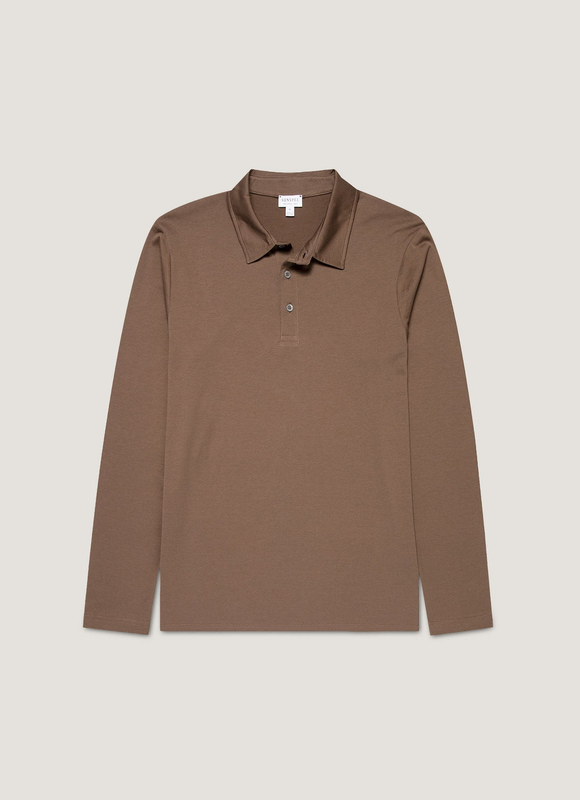 Men's Long Sleeve Classic Jersey Polo Shirt in Bark