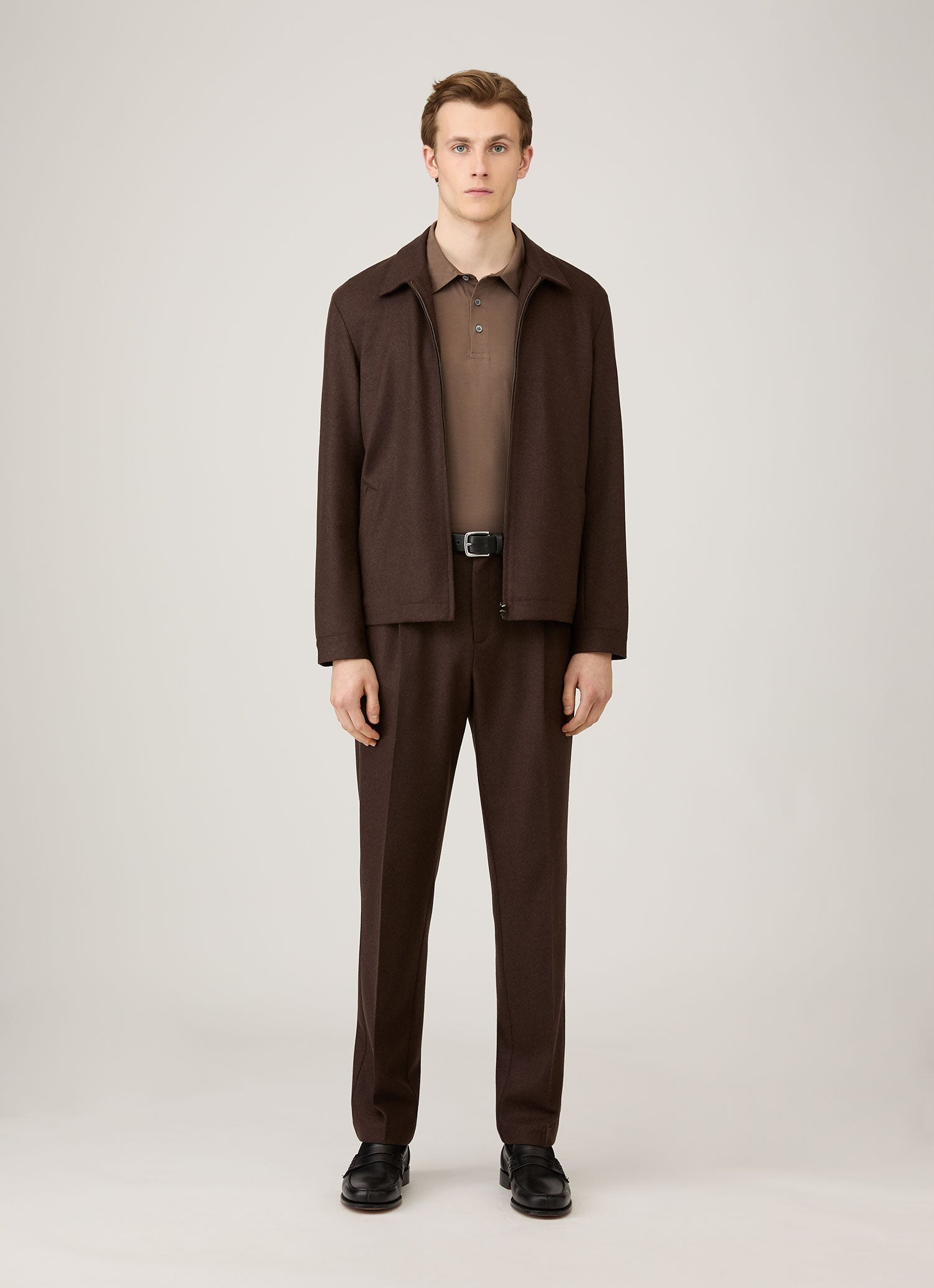 Men's Long Sleeve Classic Jersey Polo Shirt in Bark