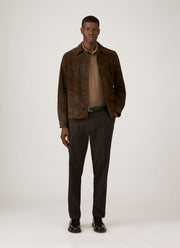 Men's Long Sleeve Classic Jersey Polo Shirt in Dark Cedar