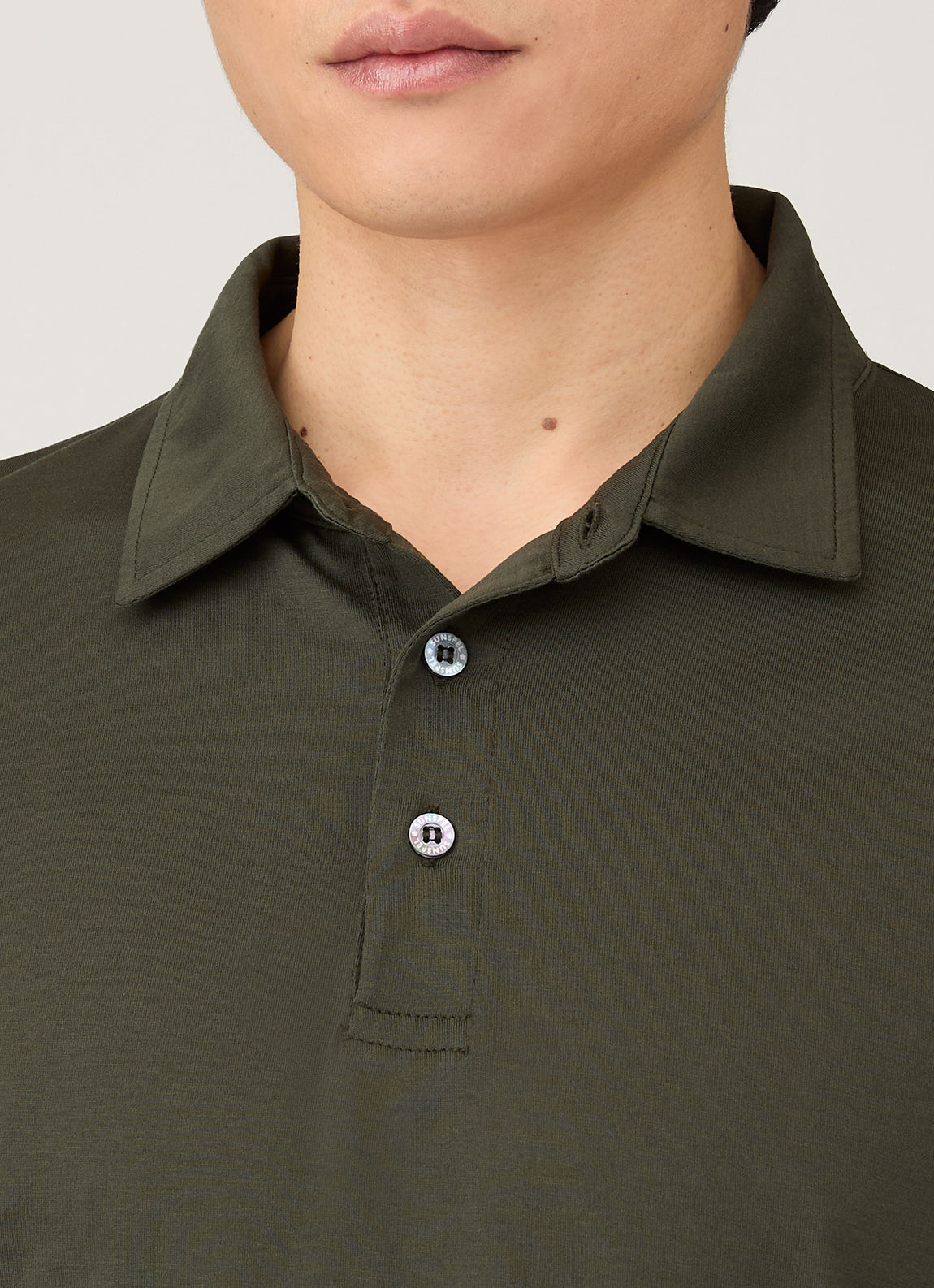 Men's Long Sleeve Classic Jersey Polo Shirt in Dark Green