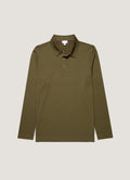 Men's Long Sleeve Classic Jersey Polo Shirt in Deep Olive