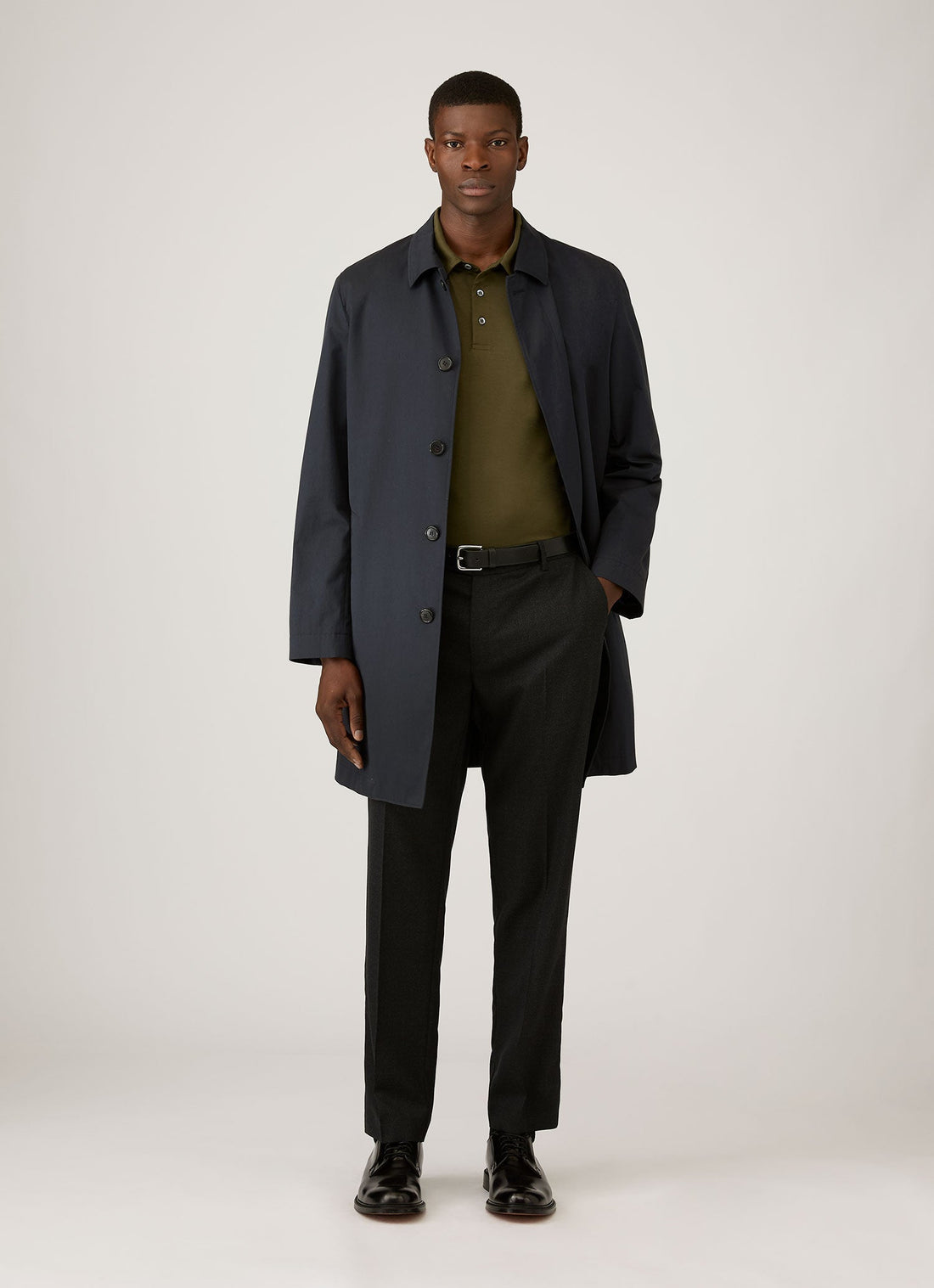Men's Long Sleeve Classic Jersey Polo Shirt in Deep Olive