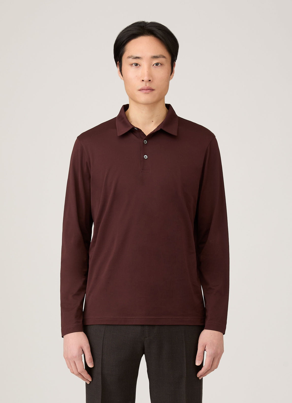 Men's Long Sleeve Classic Jersey Polo Shirt in Bakelite