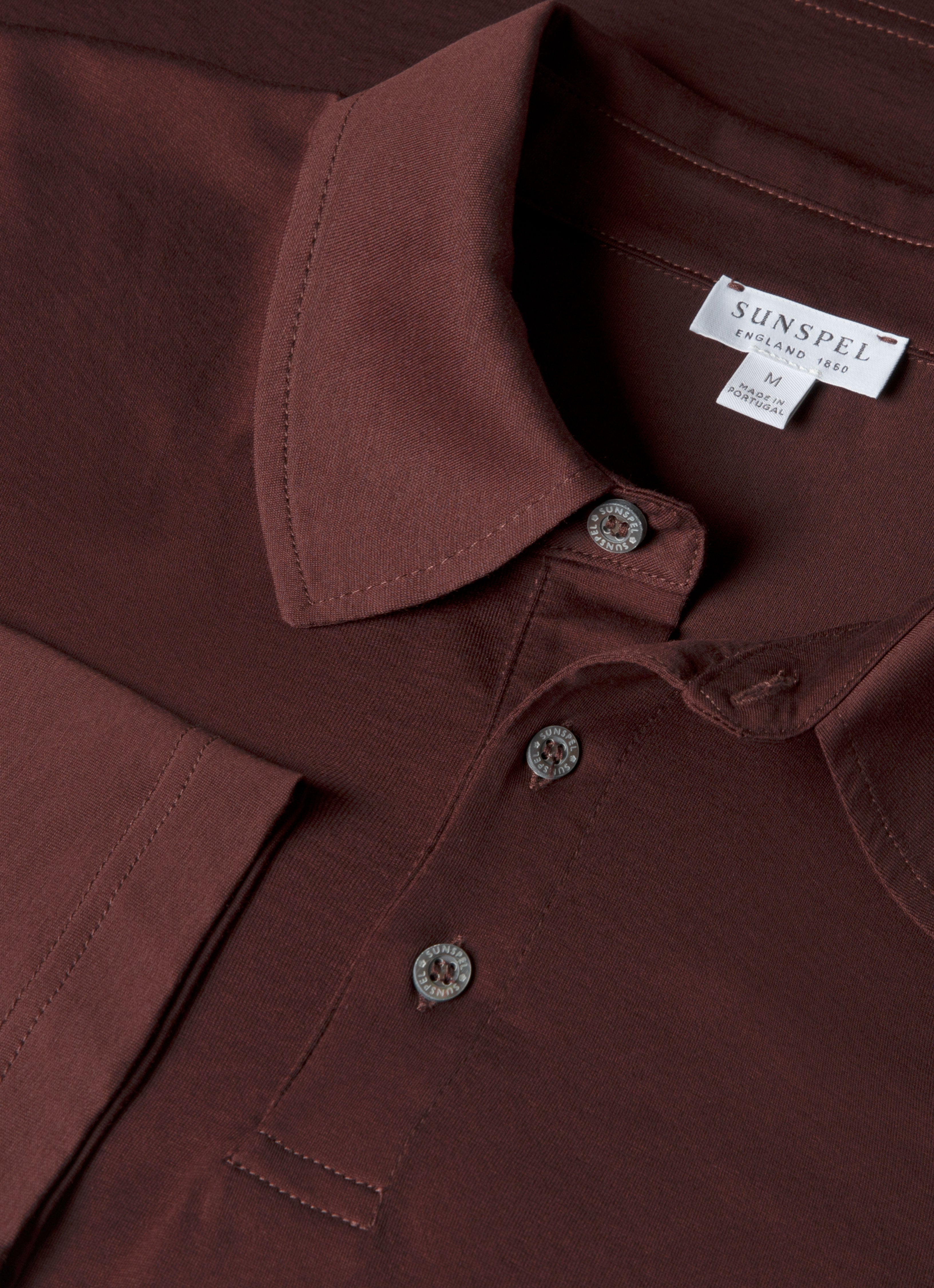 Men's Long Sleeve Classic Jersey Polo Shirt in Bakelite | Sunspel