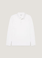 Men's Long Sleeve Classic Jersey Polo Shirt in White