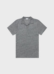 Men's Linen Polo Shirt in Mid Grey Melange