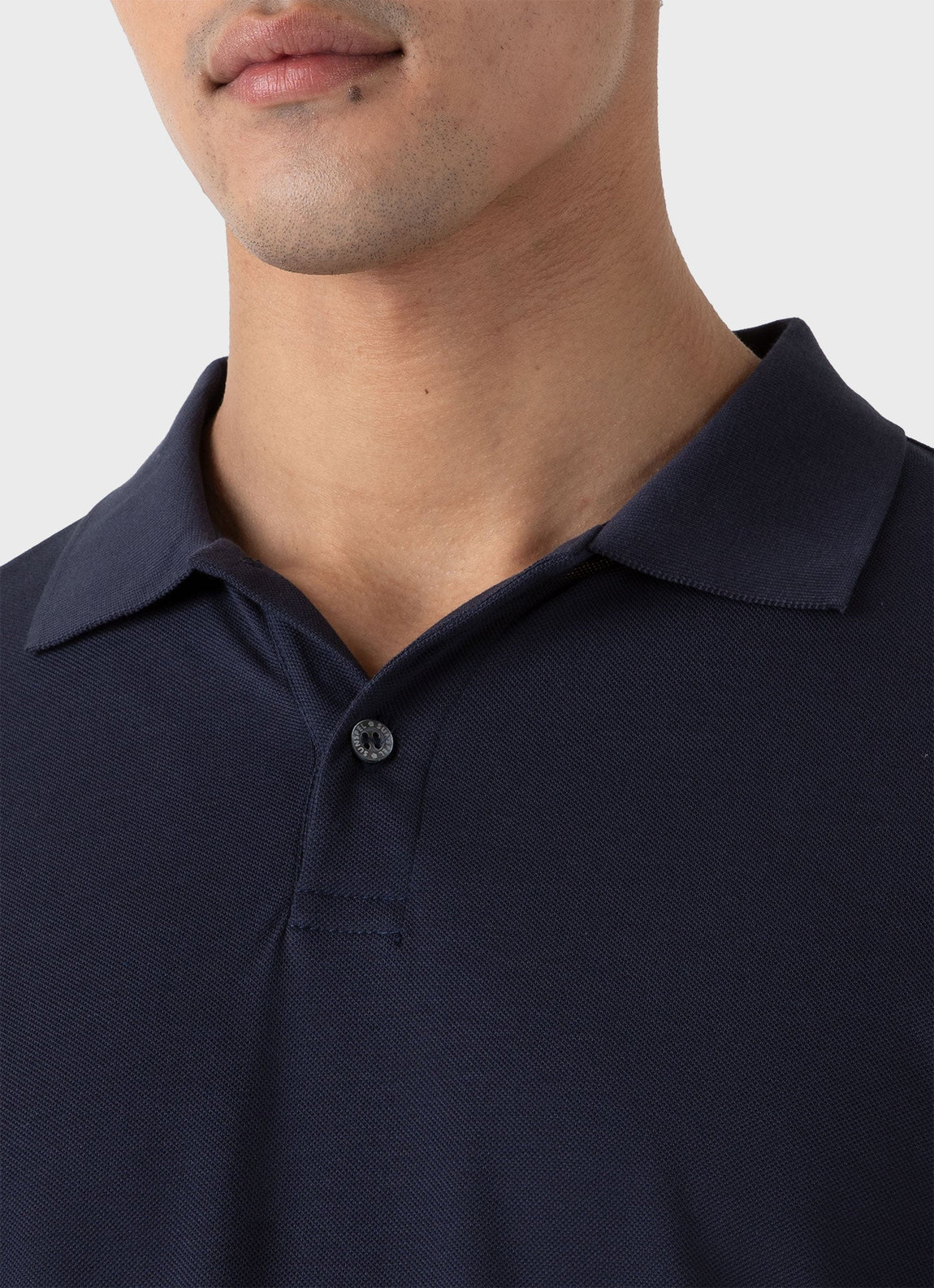 Men's Long Sleeve Piqué Polo Shirt in Navy