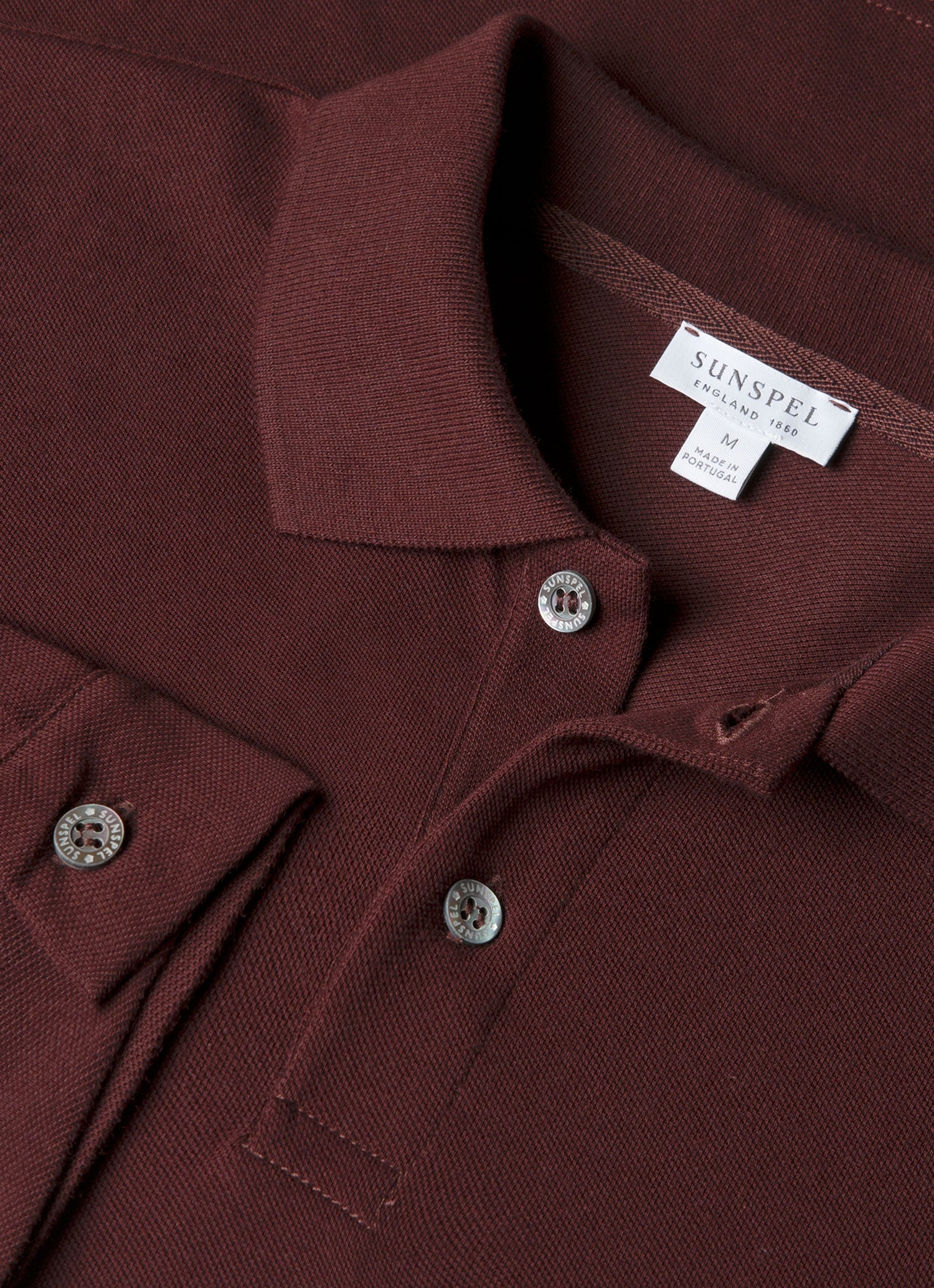 Men's Long Sleeve Piqué Polo Shirt in Bakelite | Sunspel