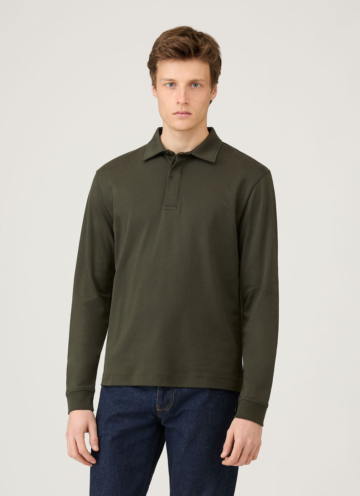 Men's Heavyweight Rugby Polo Shirt in Dark Green