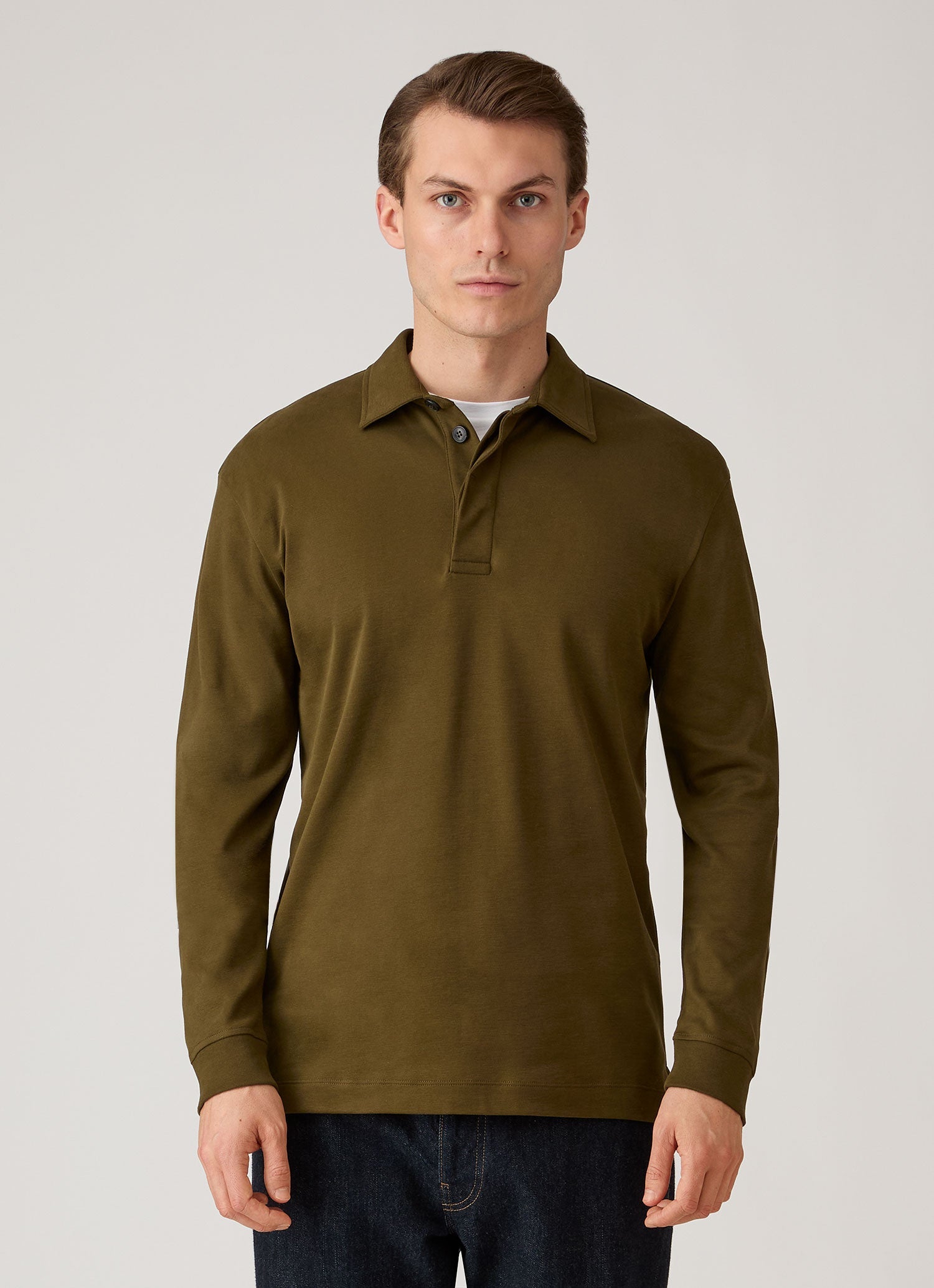 Men's Heavyweight Rugby Polo Shirt in Loden Green | Sunspel