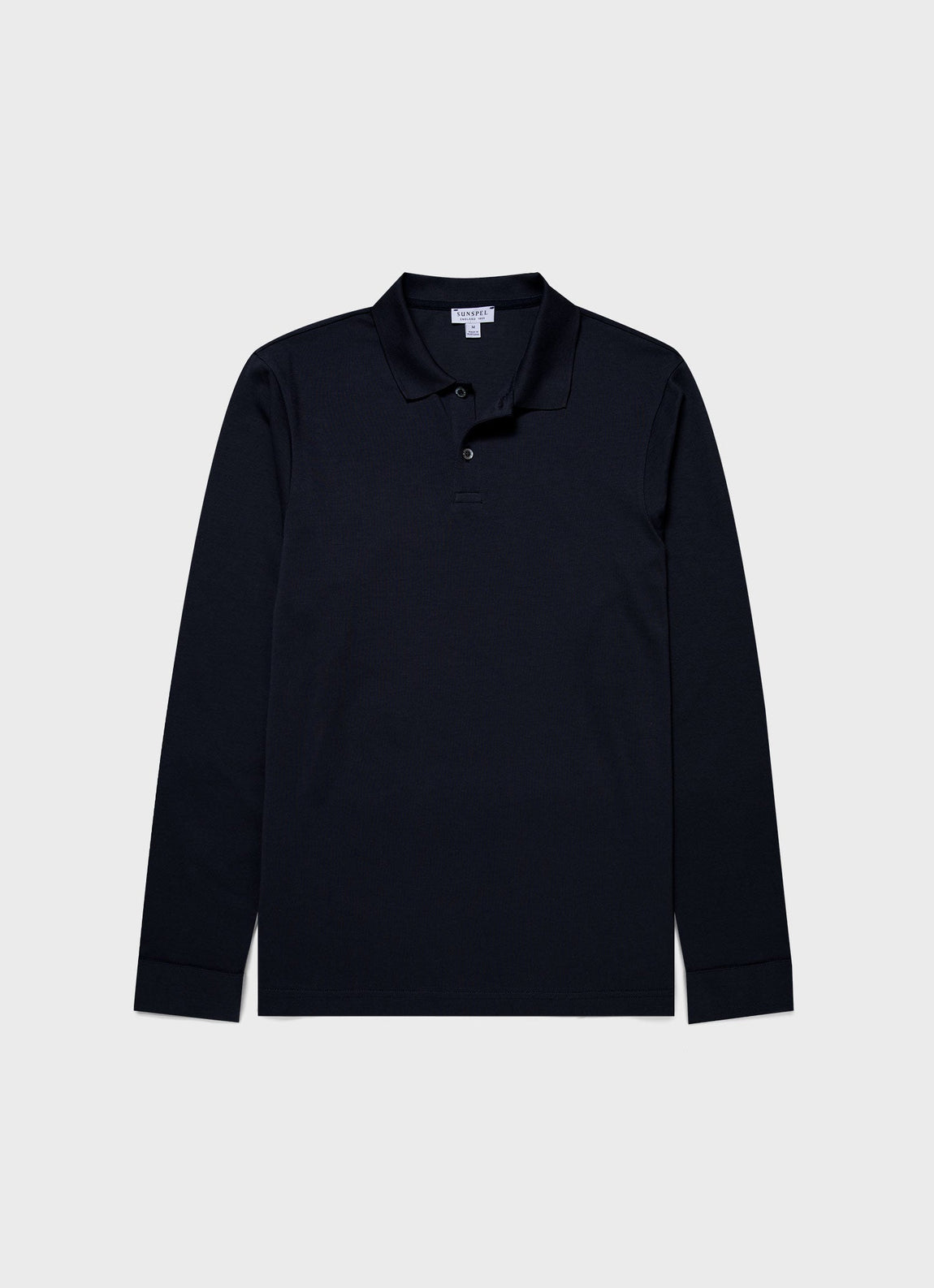 Men's Long Sleeve Waffle Polo Shirt in Navy