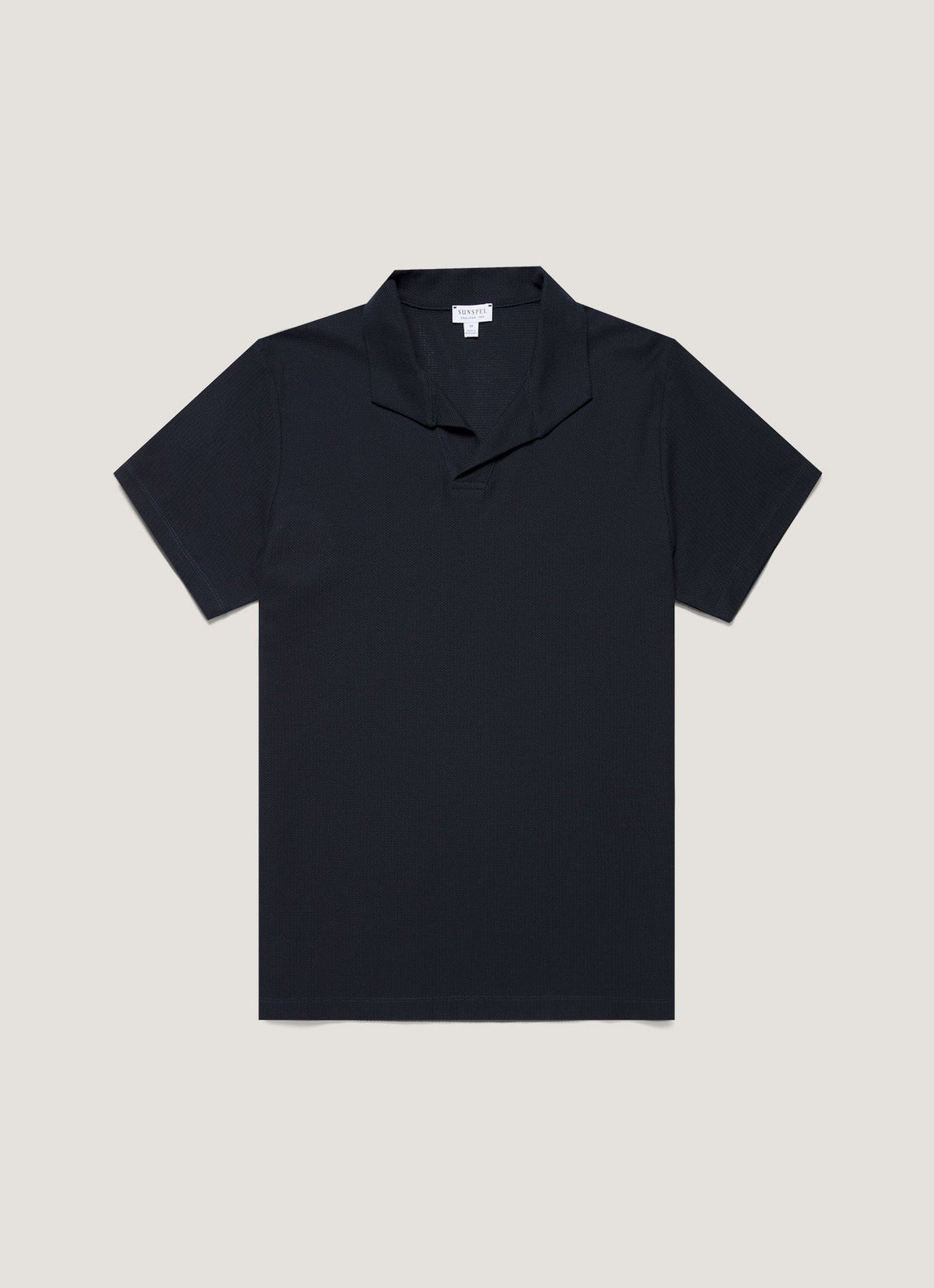Men's Textured Jersey Polo Shirt in Midnight Navy