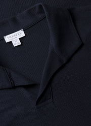 Men's Textured Jersey Polo Shirt in Midnight Navy