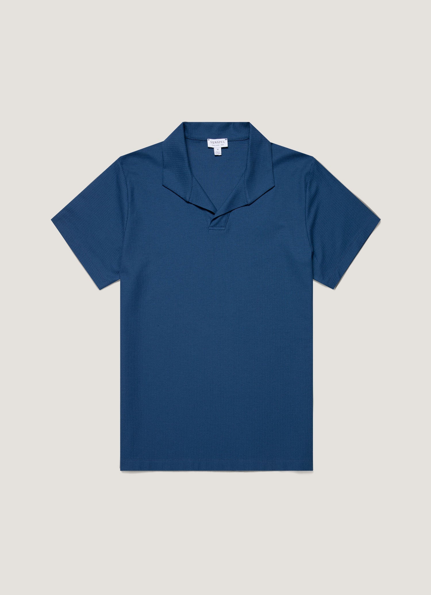 Men's Textured Jersey Polo Shirt in Soft Denim | Sunspel
