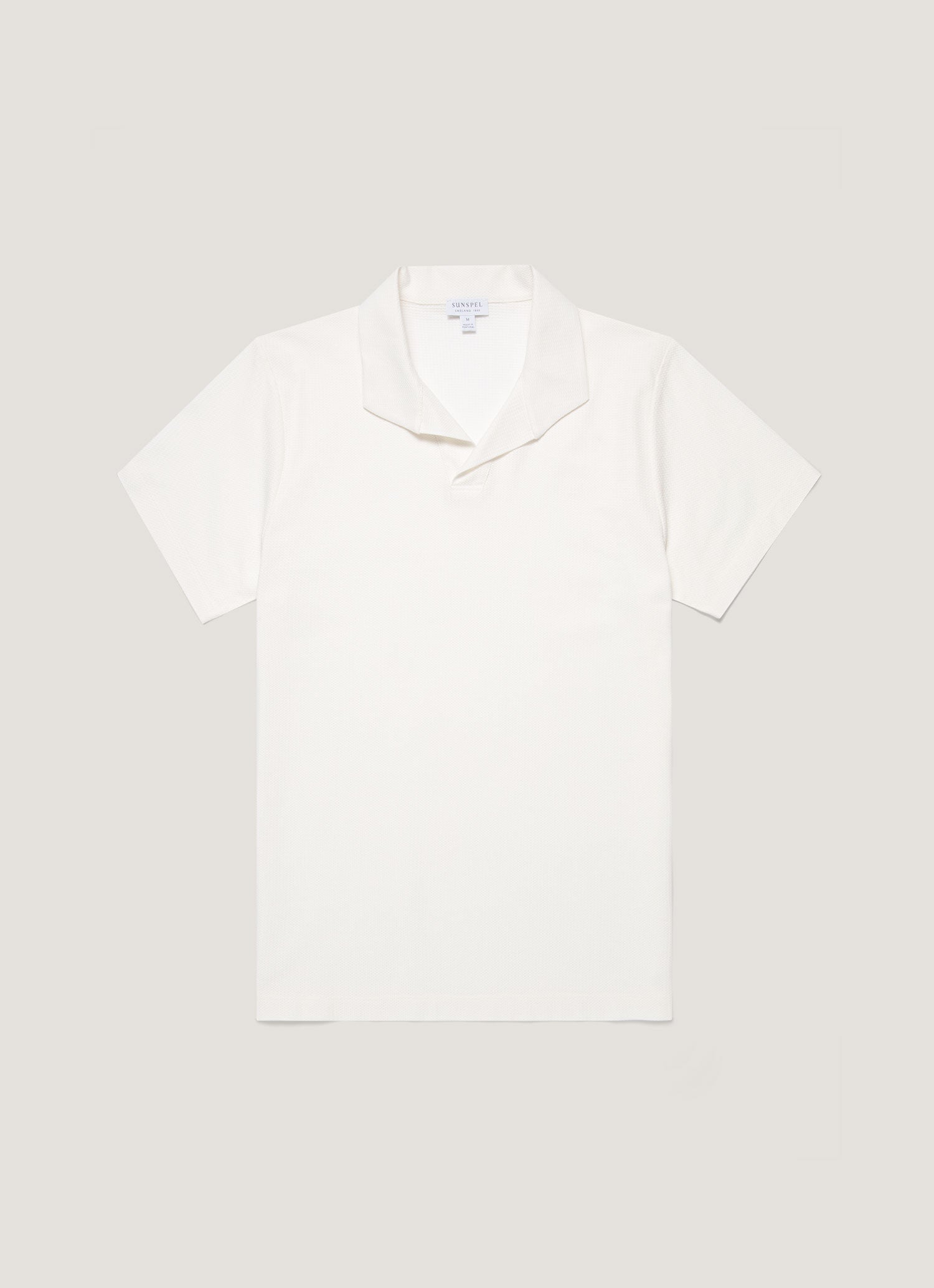 Men's Textured Jersey Polo Shirt in Ecru