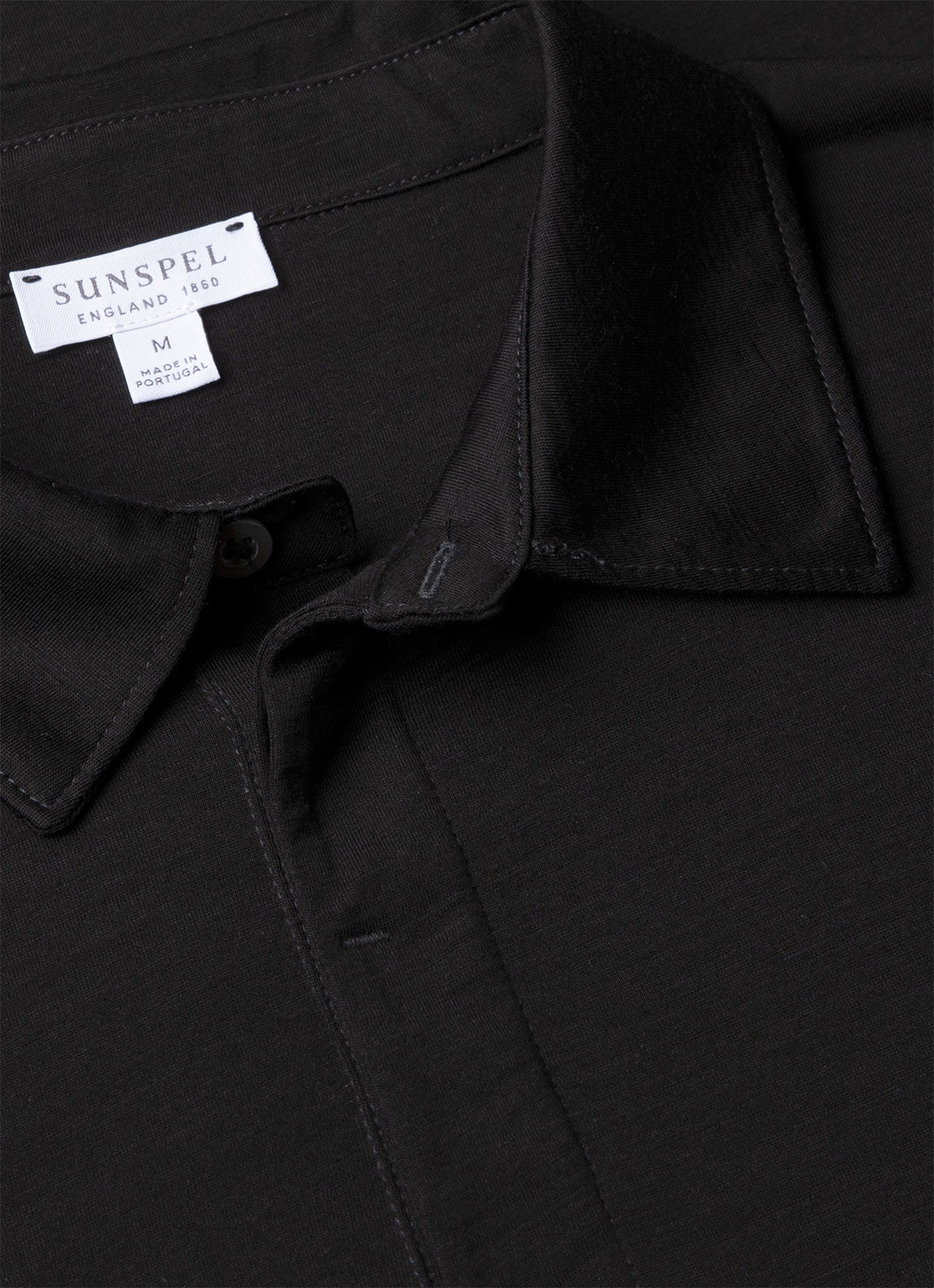 Men's Long Sleeve Ultra-Fine Merino Polo Shirt in Black