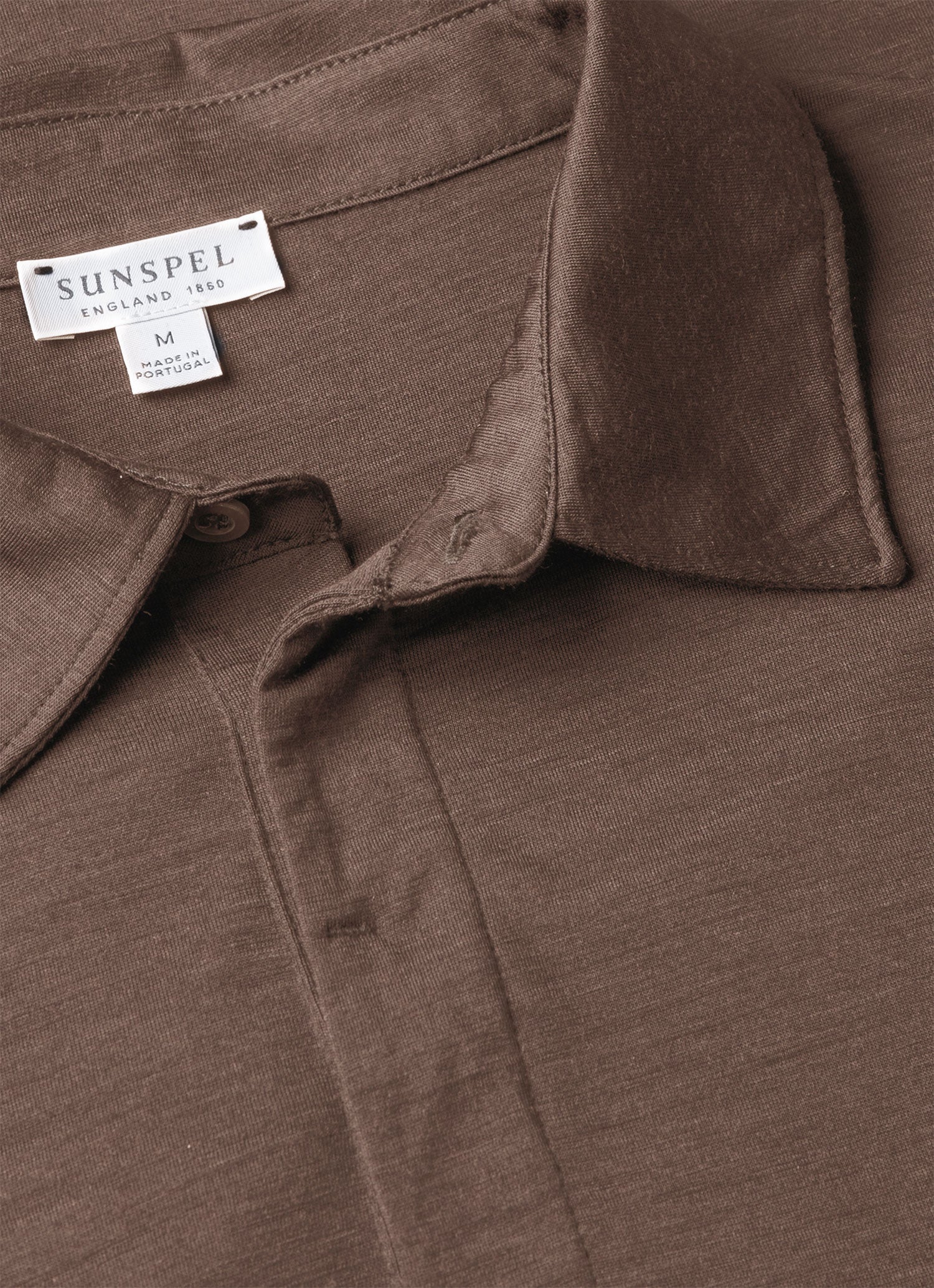 Men's Long Sleeve Ultra-Fine Merino Polo Shirt in Sandstone | Sunspel
