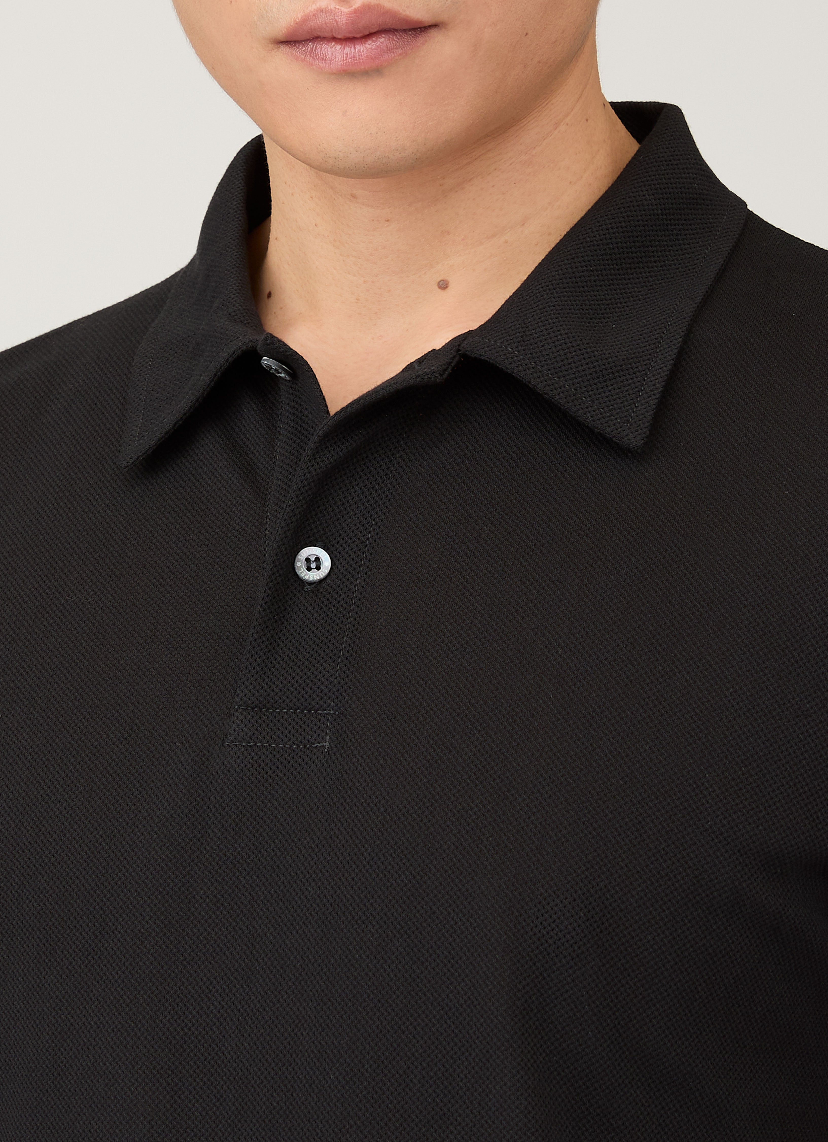 Men's Regular Fit Riviera Polo Shirt in Black | Sunspel