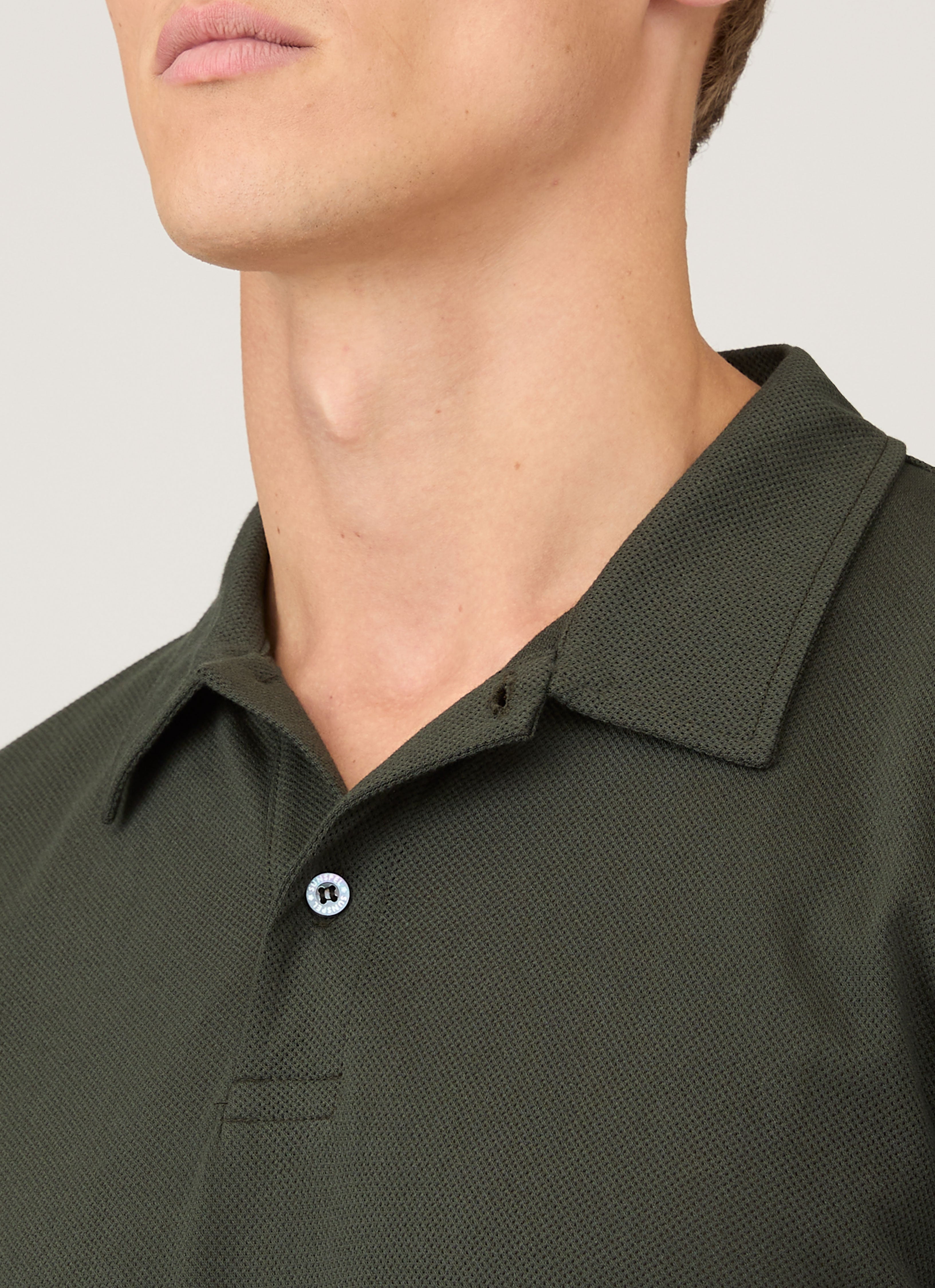Men's Regular Fit Riviera Polo Shirt in Dark Green | Sunspel