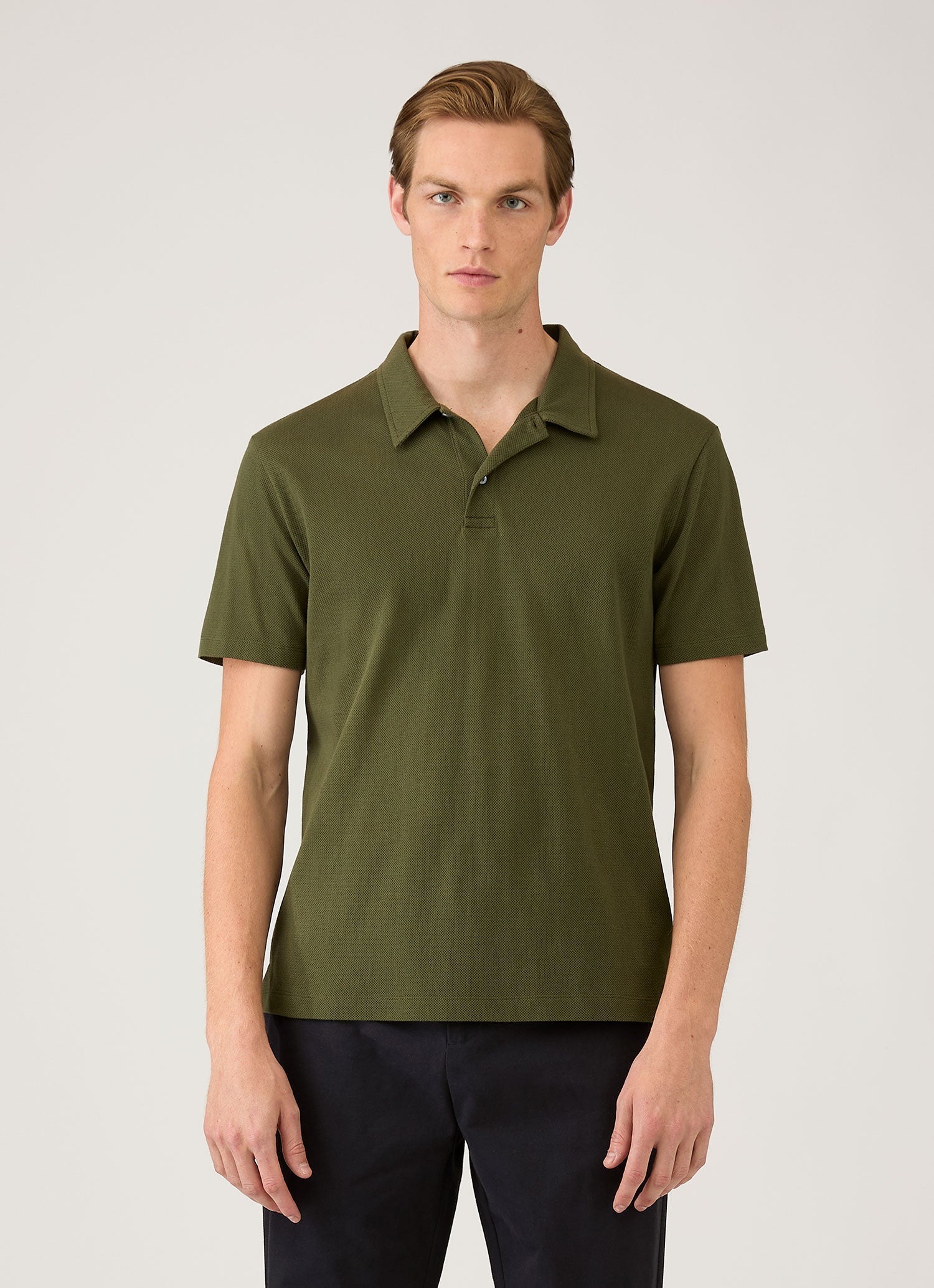 Men's Regular Fit Riviera Polo Shirt in Deep Olive | Sunspel
