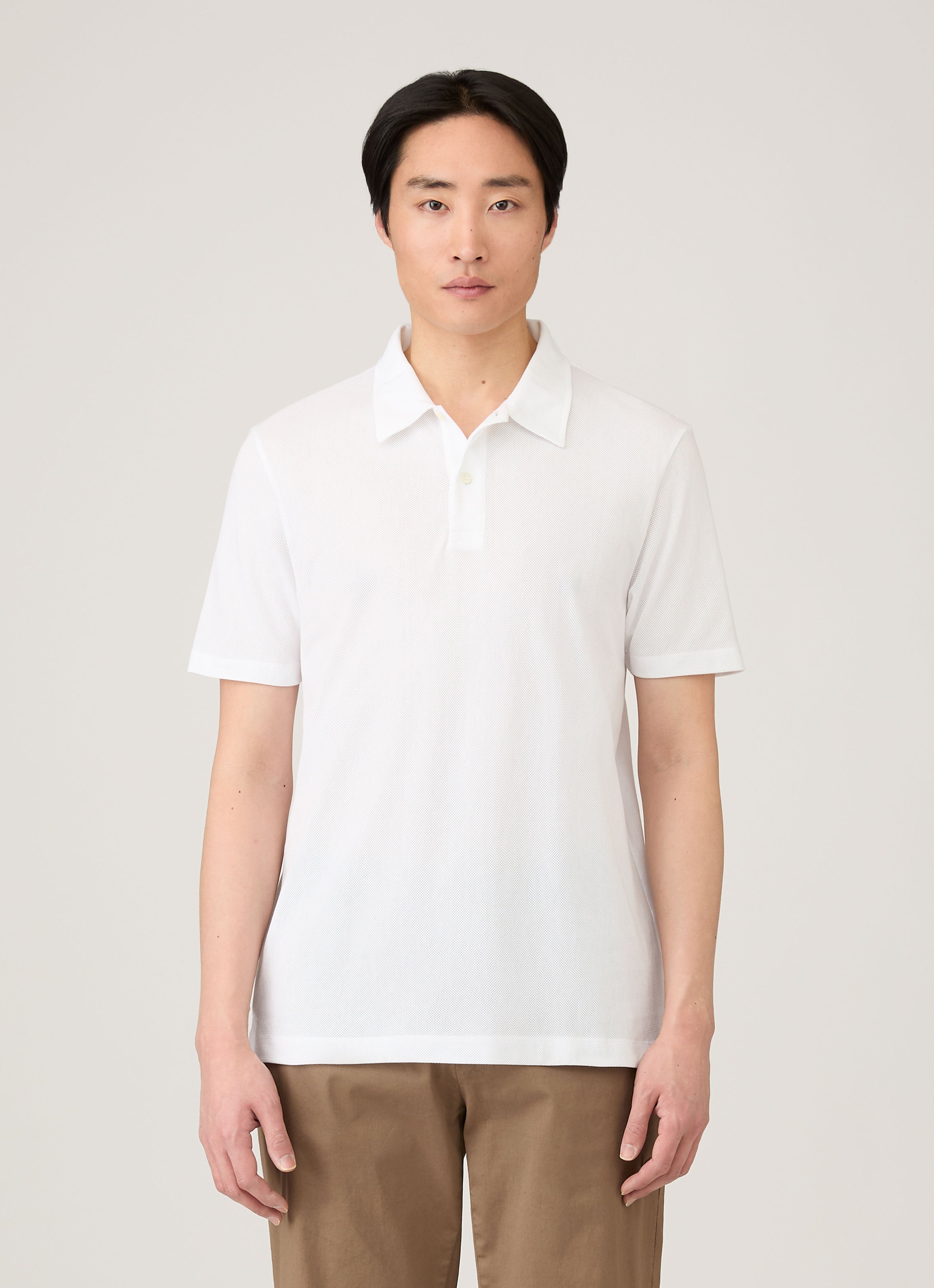 Men's Regular Fit Riviera Polo Shirt in White | Sunspel