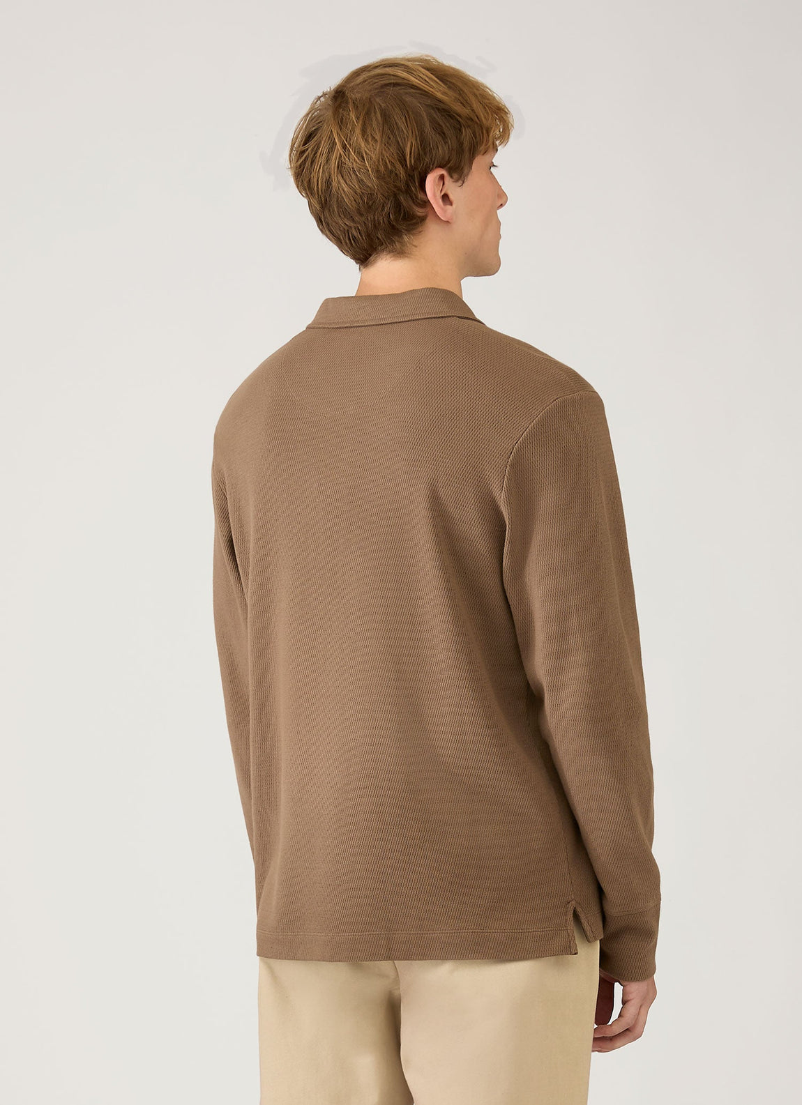 Men's Long Sleeve Cellulock Polo Shirt in Dark Cedar