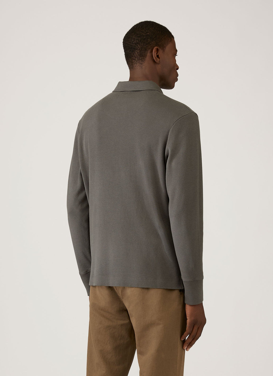 Men's Long Sleeve Cellulock Polo Shirt in Charcoal