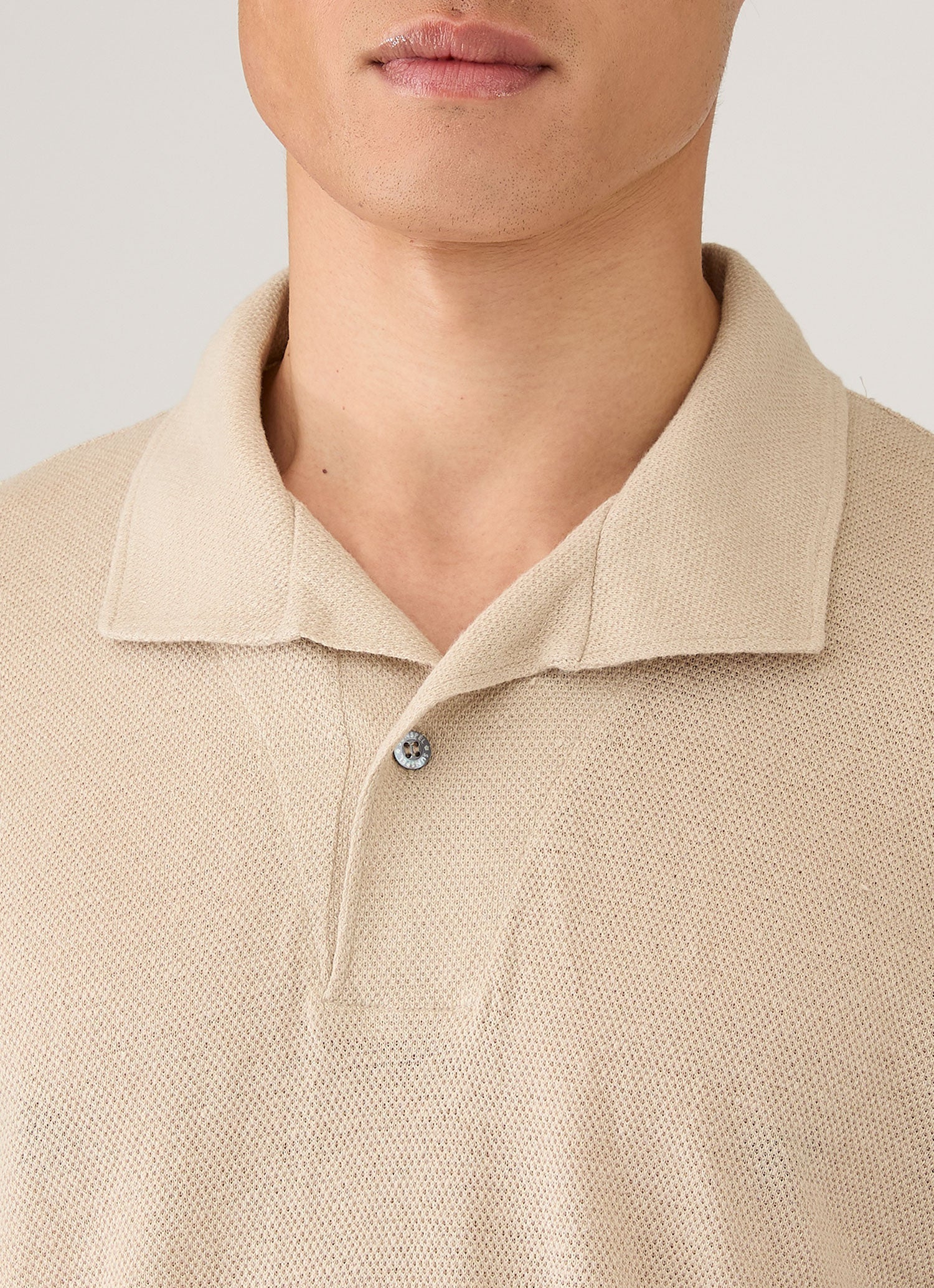 Men's Linen Piqué Polo Shirt in Hazelwood | Sunspel