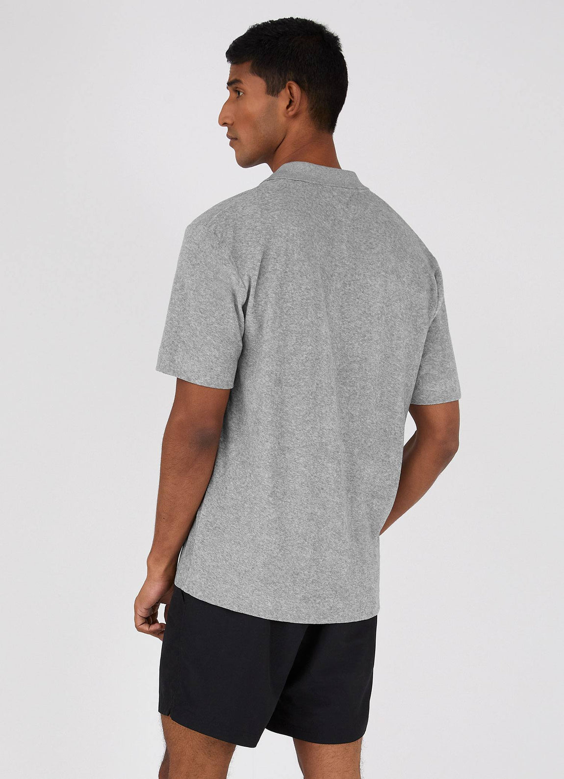 Men's Towelling Polo Shirt in Grey Melange