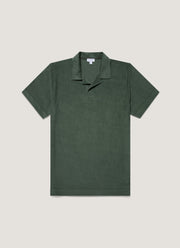 Men's Towelling Polo Shirt in Dusk Green